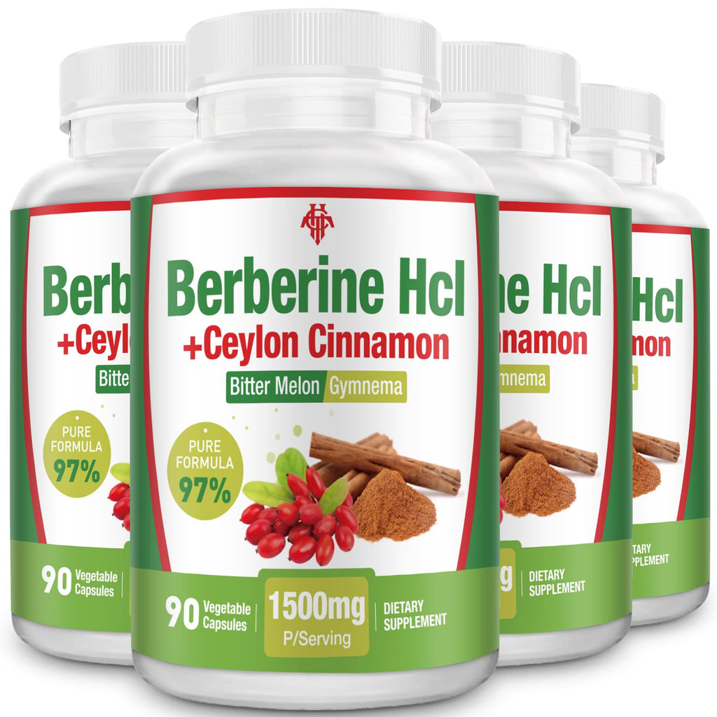 CHANUBITO 4-Pack Organic Berberine Supplement – High Potency Berberine HCl, Non-GMO
