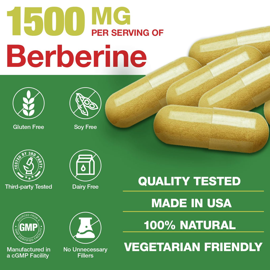 CHANUBITO 4-Pack Organic Berberine Supplement – High Potency Berberine HCl, Non-GMO