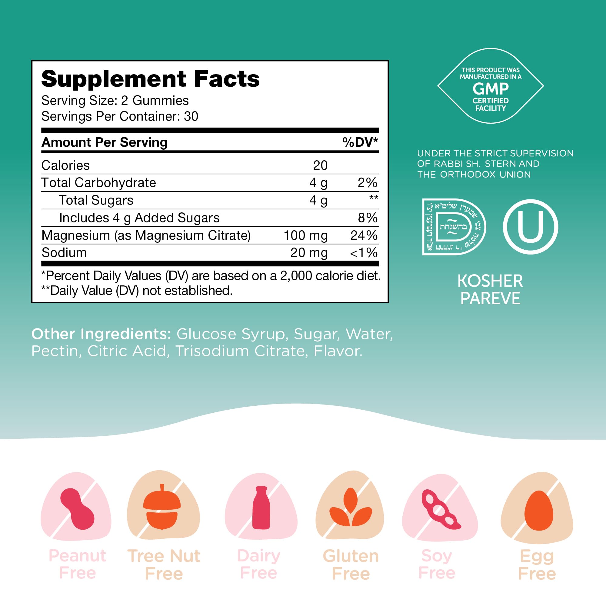 Chapter One Magnesium Gummies – Raspberry & Mango, 60 Gummies, Kosher