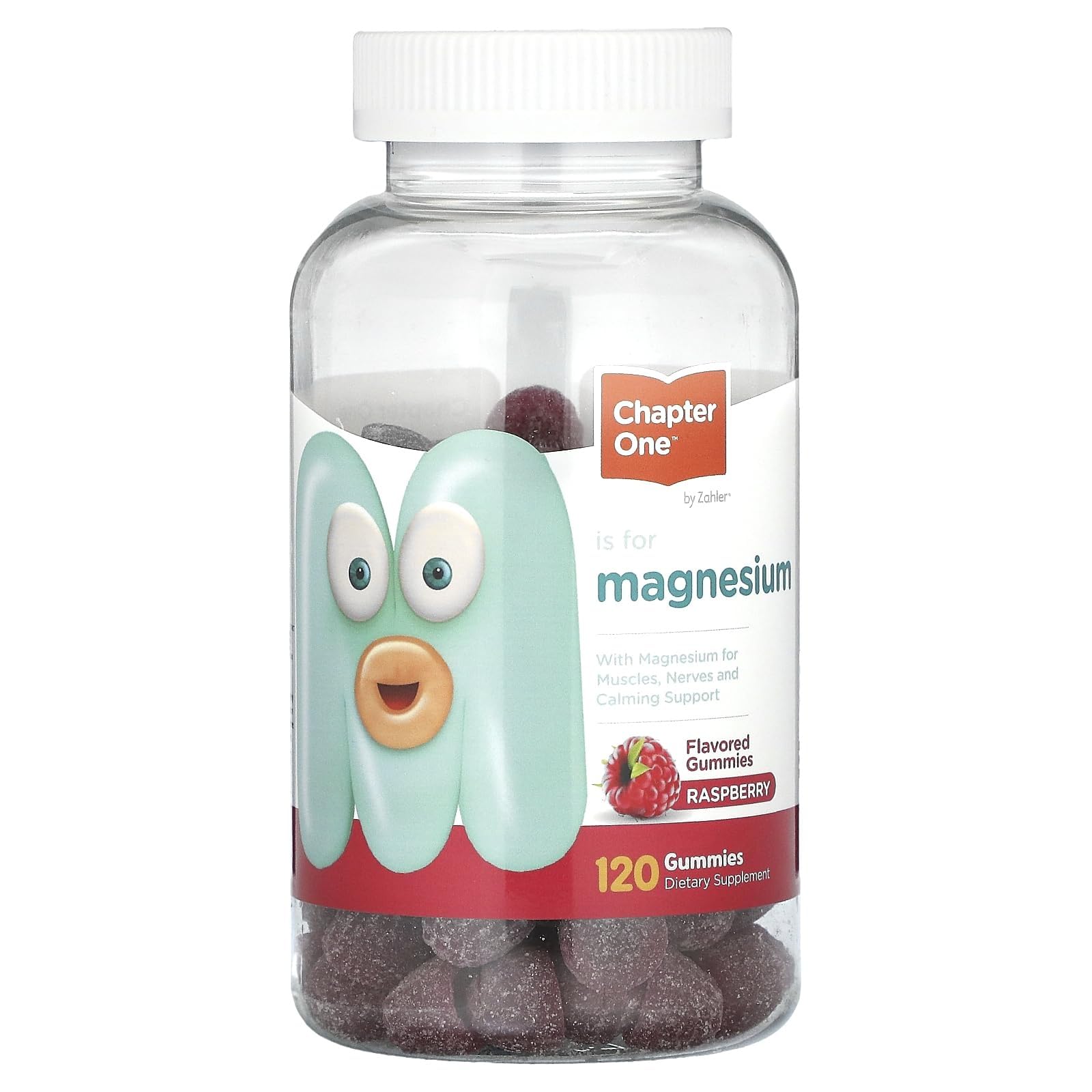 Chapter One Magnesium Gummies – High Dose for Kids & Adults, Calm & Kosher Raspberry 120 Count