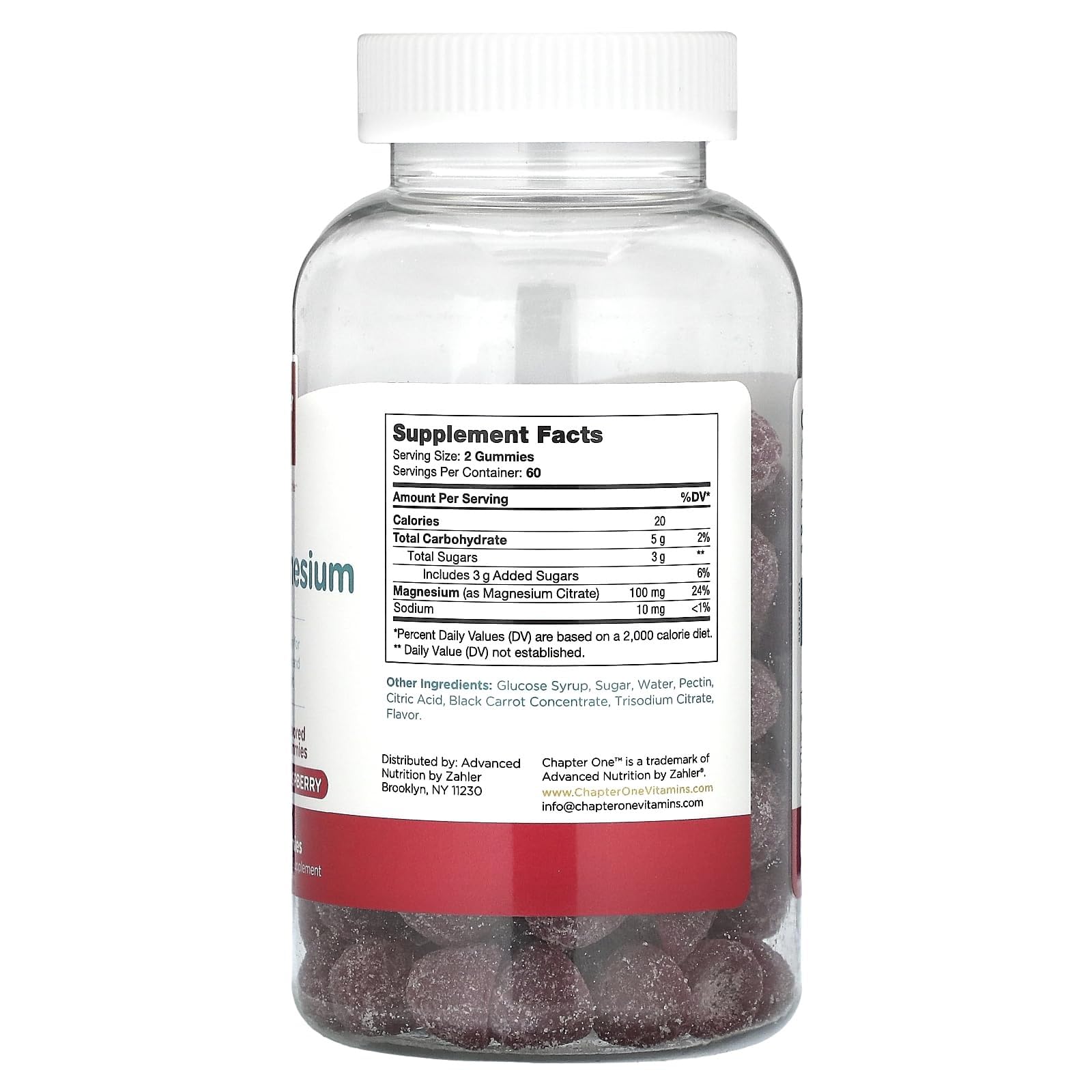 Chapter One Magnesium Gummies – High Dose for Kids & Adults, Calm & Kosher Raspberry 120 Count