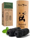 Charcoal Bamboo Floss - 2 Refills in Bamboo Container | Mint & Candelilla Wax | Vegan & Biodegradable