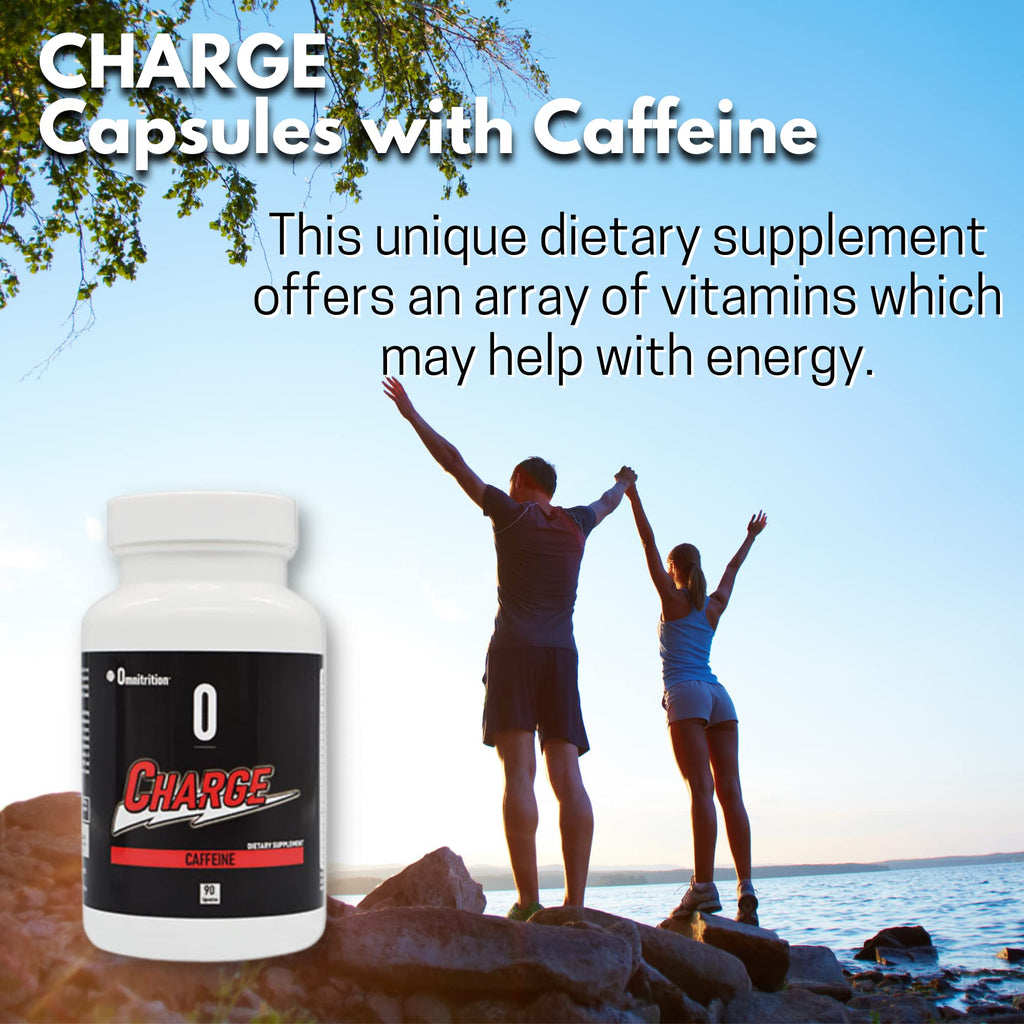 Charge Capsules with Caffeine Dietary Supplement - 90 Capsules | Omnitrition