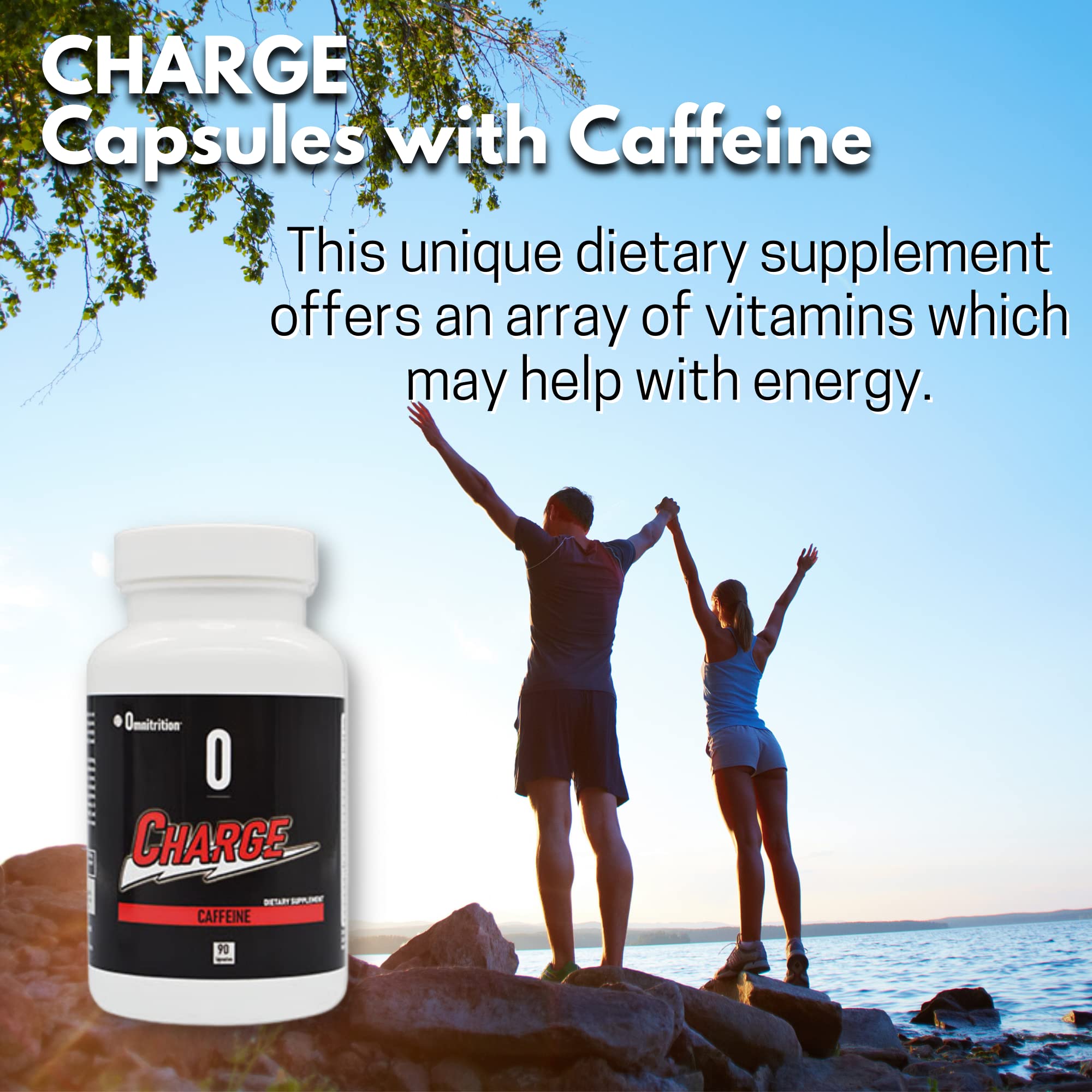 Charge Capsules with Caffeine Dietary Supplement - 90 Capsules | Omnitrition