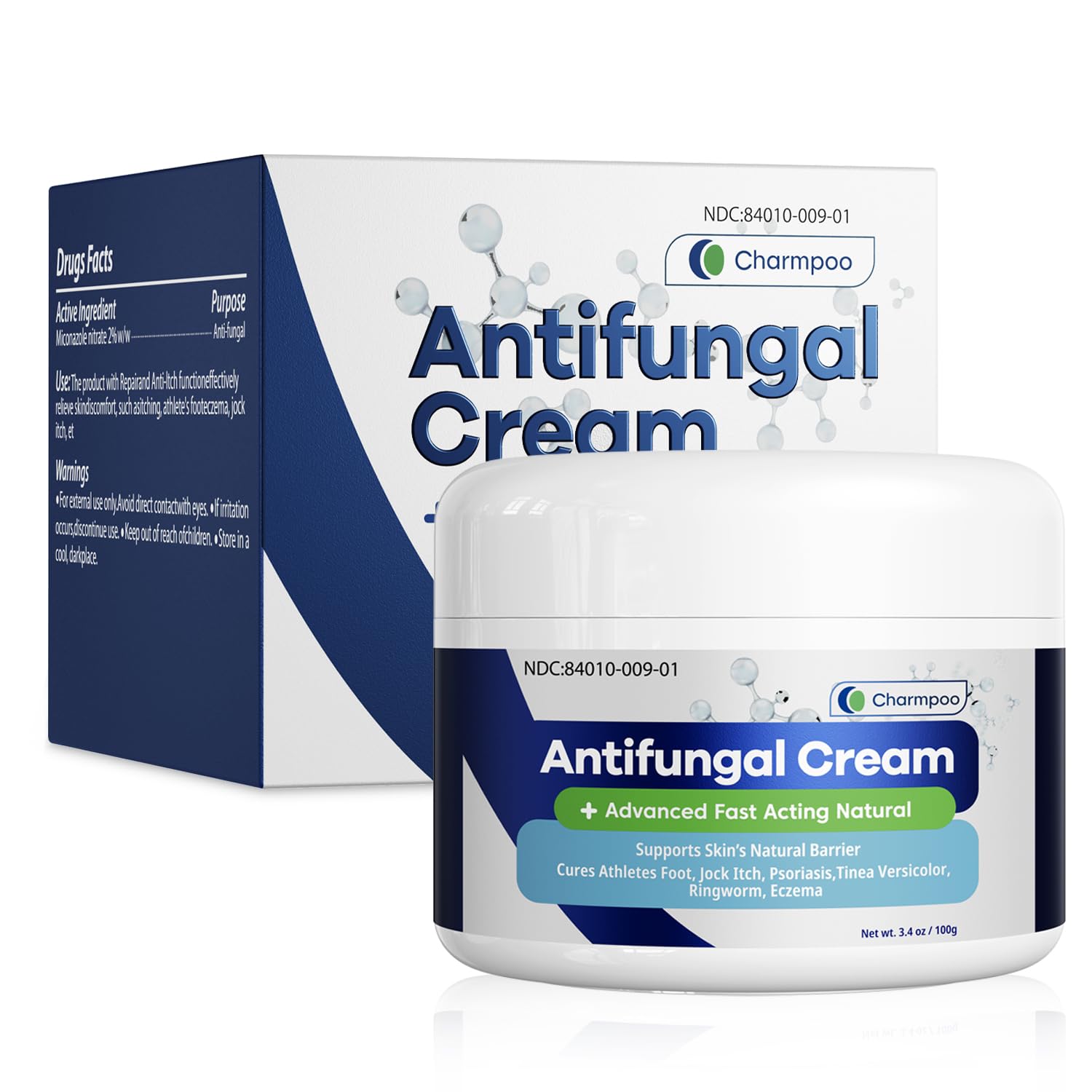 CHARMPOO Antifungal Cream for Itchy Skin Relief — Extra Strength Ringworm & Athlete's Foot Treatment (3.4 oz)