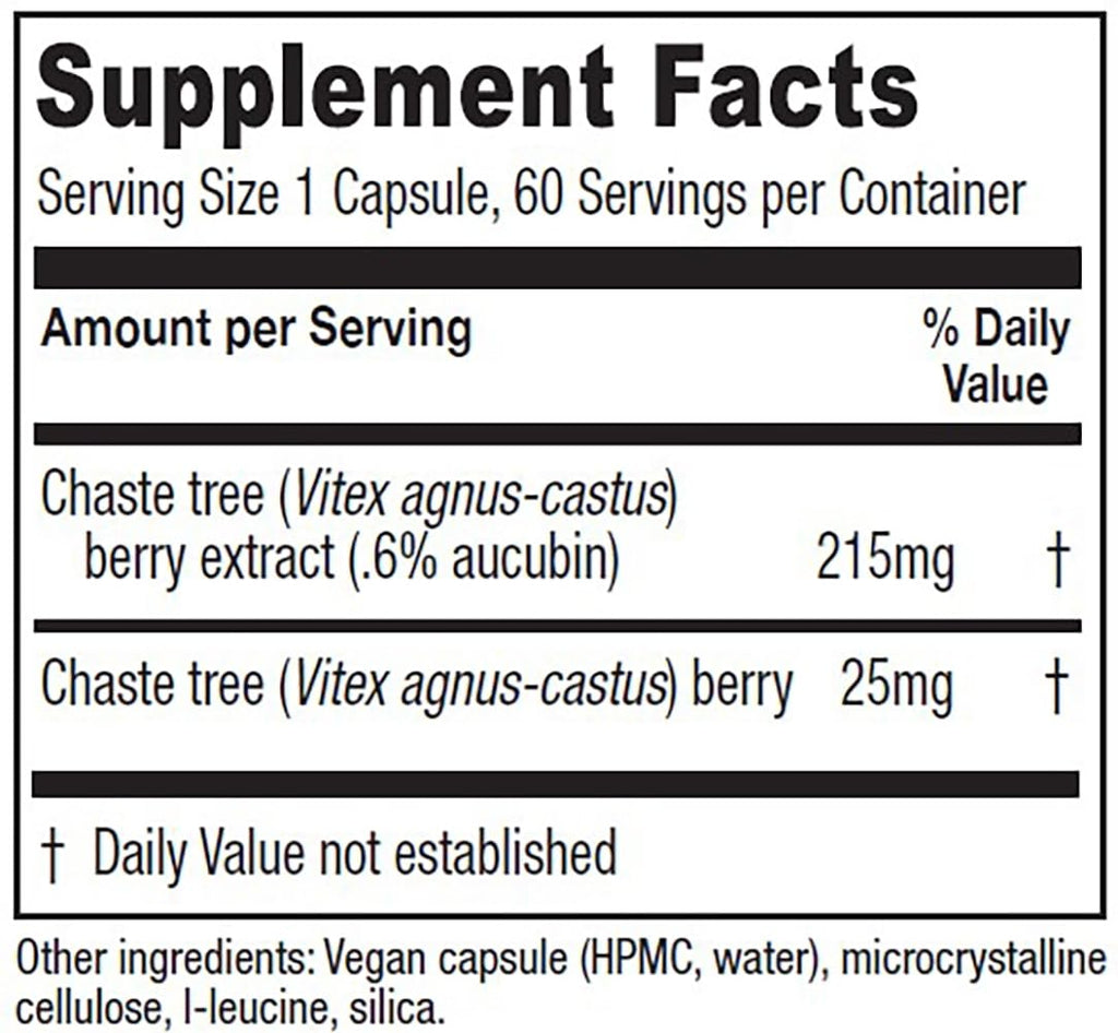Vitanica Chaste Tree Berry Extract - Vitex for Hormone Balance & Menstrual Support (60 Capsules)
