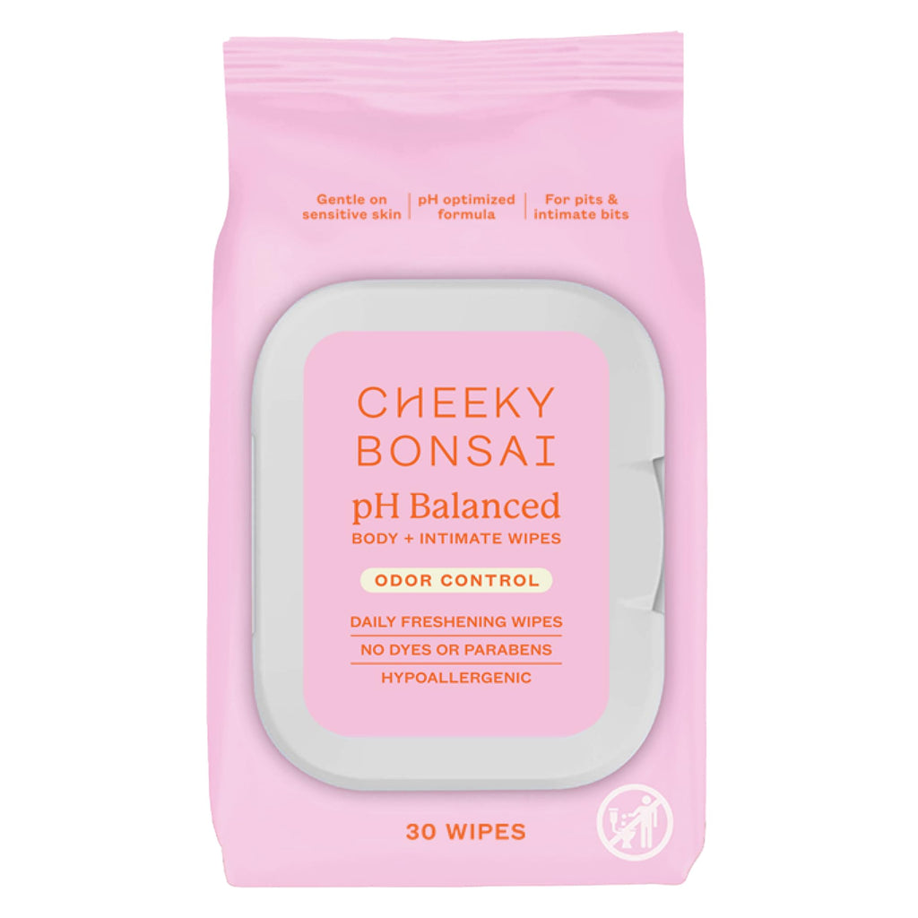 Cheeky Bonsai pH Balanced Feminine Wipes – Odor Control, Sensitive-Skin Friendly (30 Count)