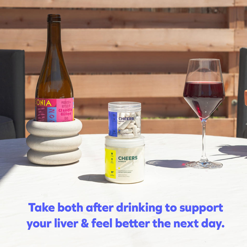 Cheers Classic Combo | Restore + Hydrate After Drinking | DHM, Electrolytes, B-Vitamins | 12 Doses Each
