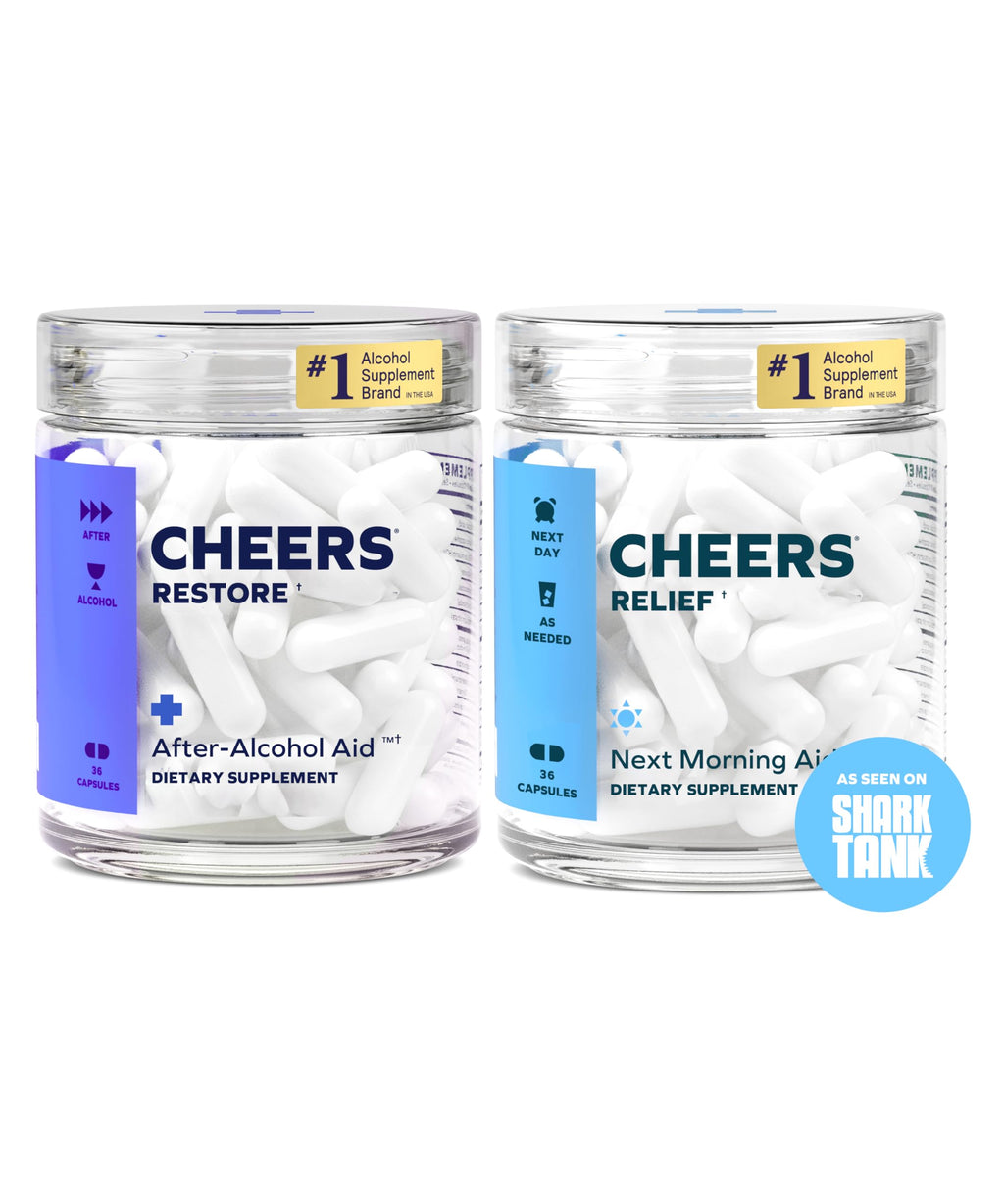 Cheers R&R Combo | Restore + Relief After Drinking | DHM, Liver Support | 12 Doses Each