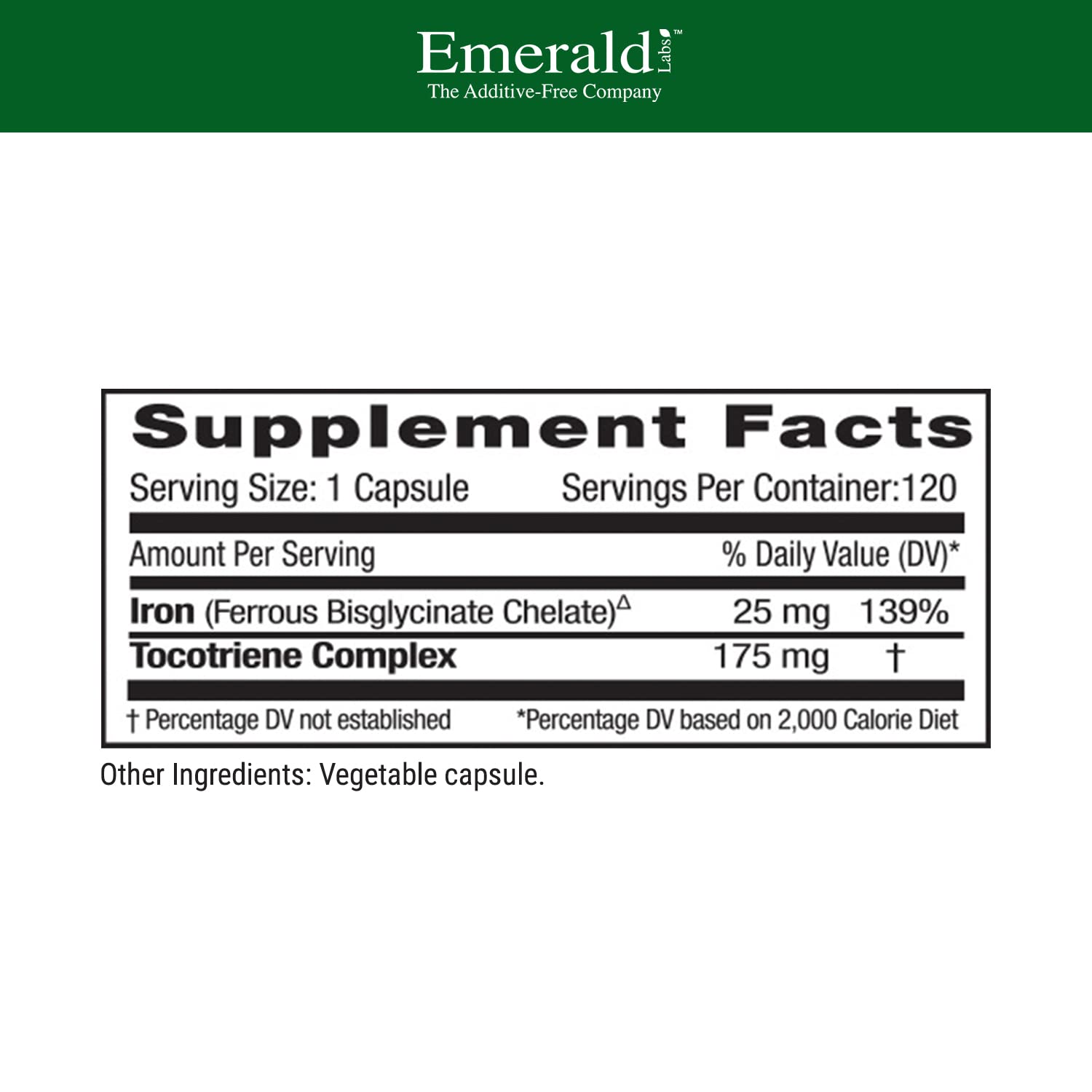 Emerald Labs Gentle Iron 25mg – Chelated Iron Supplement (120 Veg Capsules)