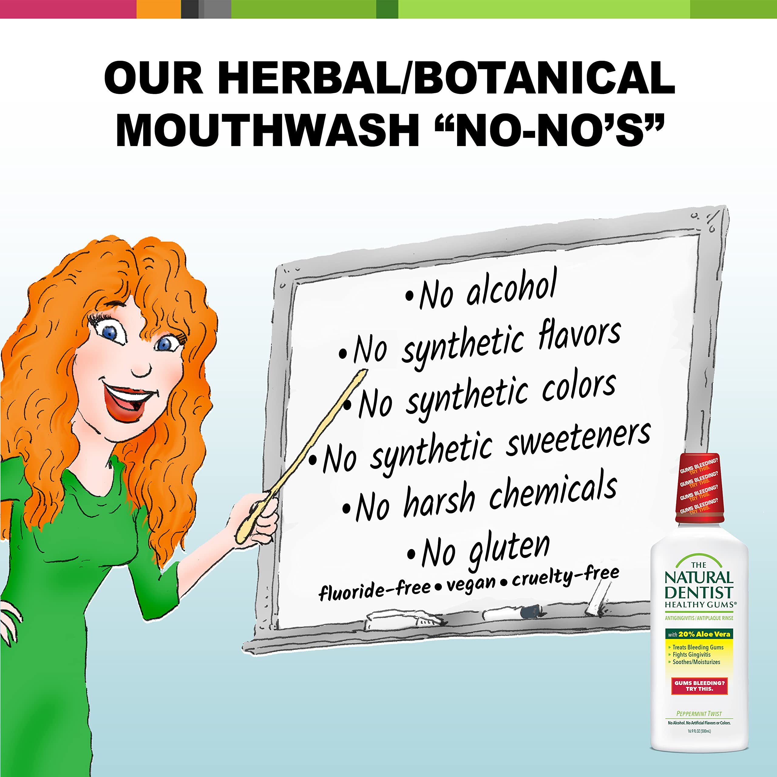 The Natural Dentist Healthy Gums Antigingivitis/Antiplaque Rinse – Aloe Vera, Alcohol-Free, Chemo-Safe, 3x16.9 oz
