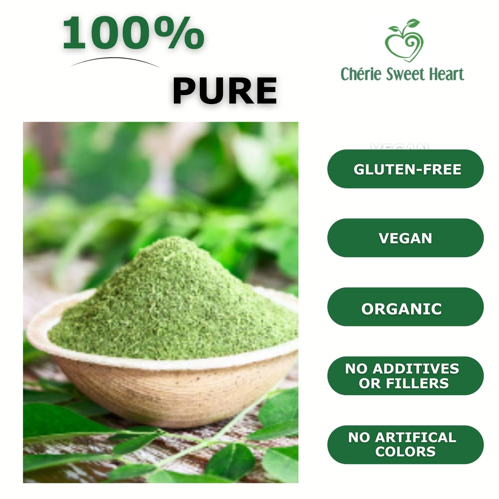 Chérie Sweet Heart Organic Moringa & Spirulina Superfood Blend – 6 oz | USDA Organic, Non-GMO, Vegan, Gluten-Free