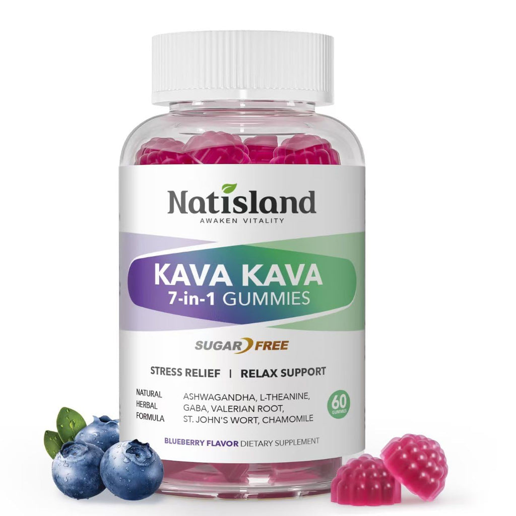 Chewable Kava Kava Gummies with Ashwagandha & L-Theanine – 60 Count, Sugar-Free & Vegan