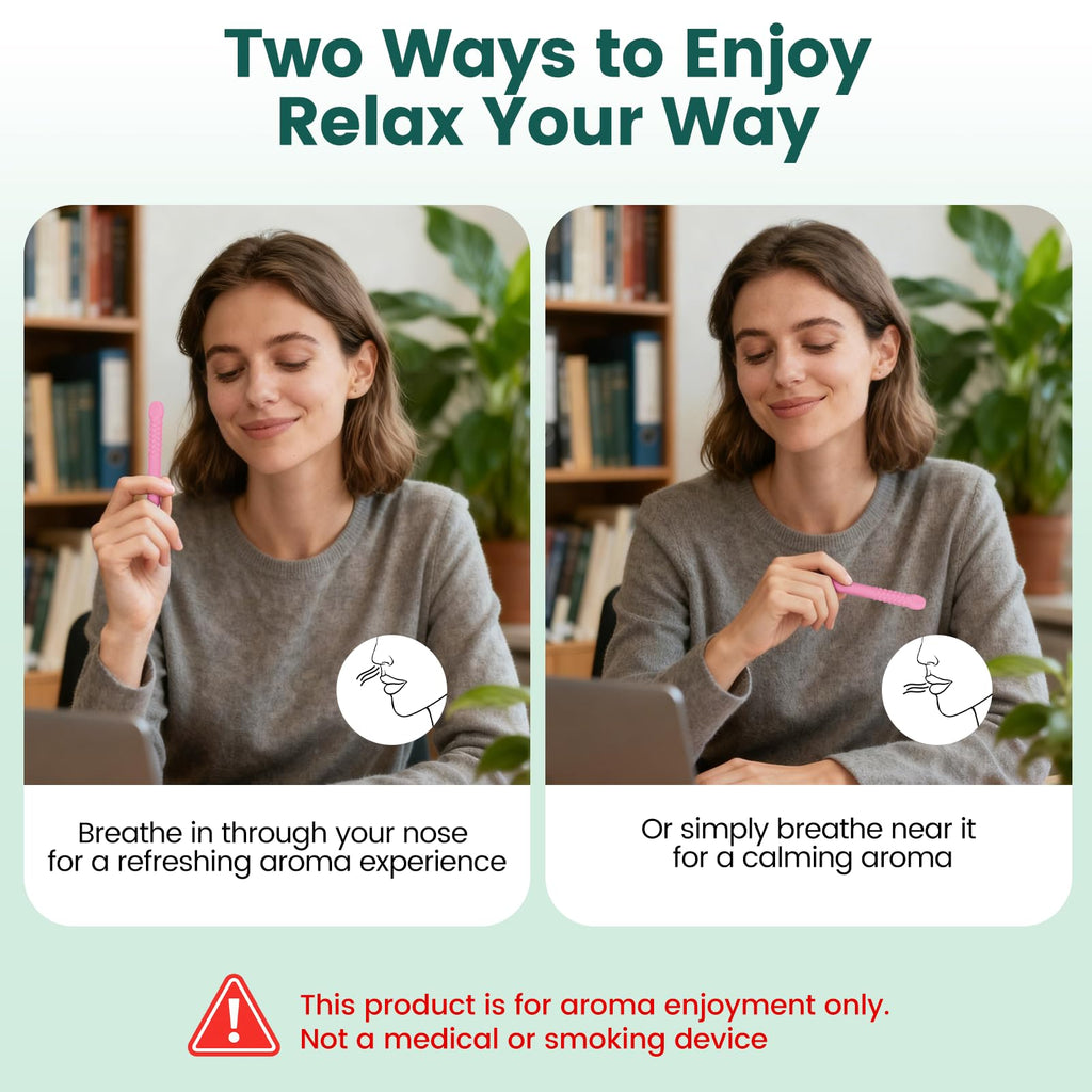 Chewable Silicone Aroma Sticks with Essential Oils – Stress Relief & Fresh Breath (Pink)