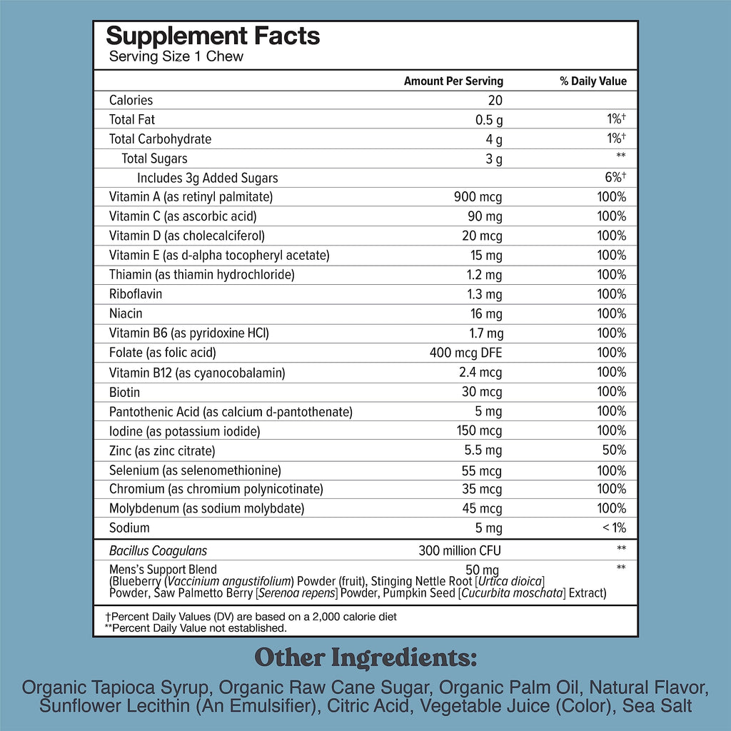 Chewsy Men's Multivitamin Chews – Immune & Energy Support | 6-Day Supply