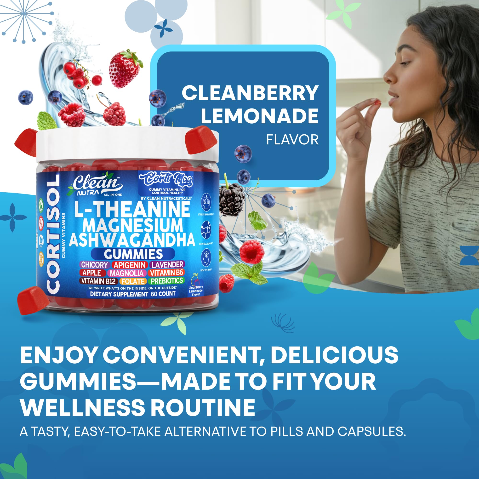 Clean Nutra Cortisol Gummies – L-Theanine, Magnesium & Ashwagandha
