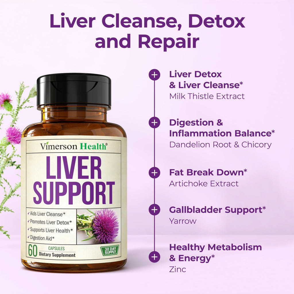 Vegan Liver Cleanse Detox & Repair – Milk Thistle & Dandelion Root (60 Capsules)