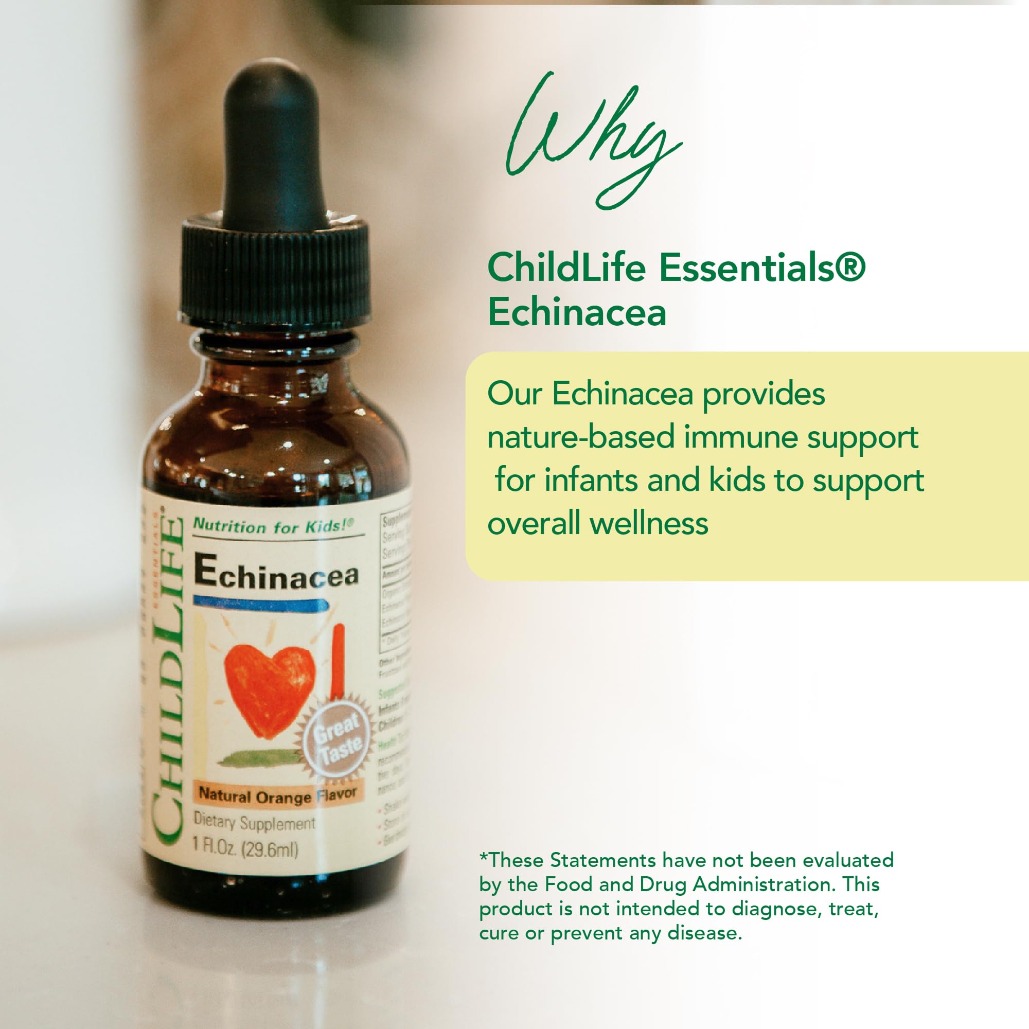 ChildLife Essentials Echinacea for Kids - Alcohol-Free Orange Echinacea Drops, 1 fl oz