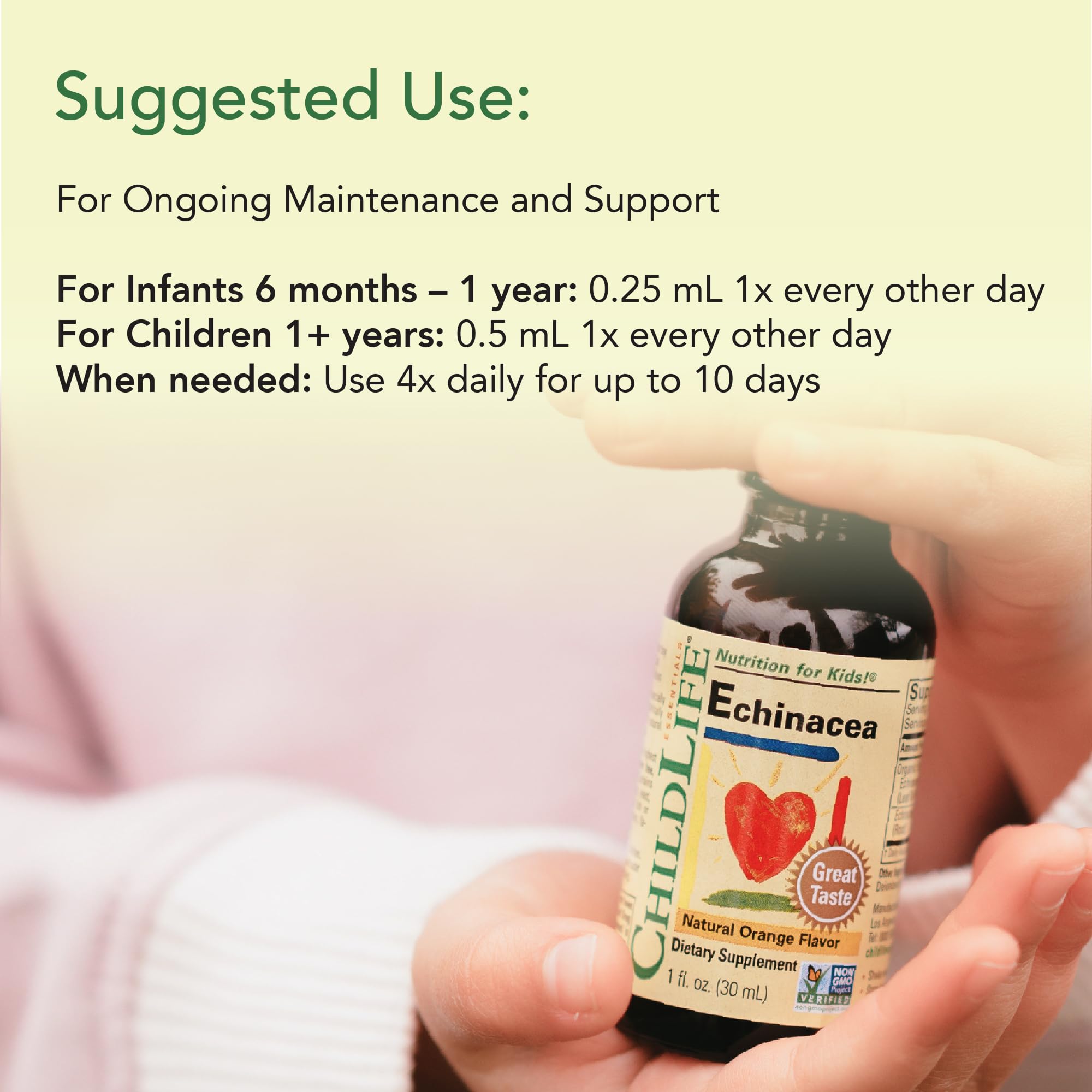 ChildLife Essentials Echinacea for Kids – Alcohol-Free Immune Support Drops (Orange) - 2 x 1 oz
