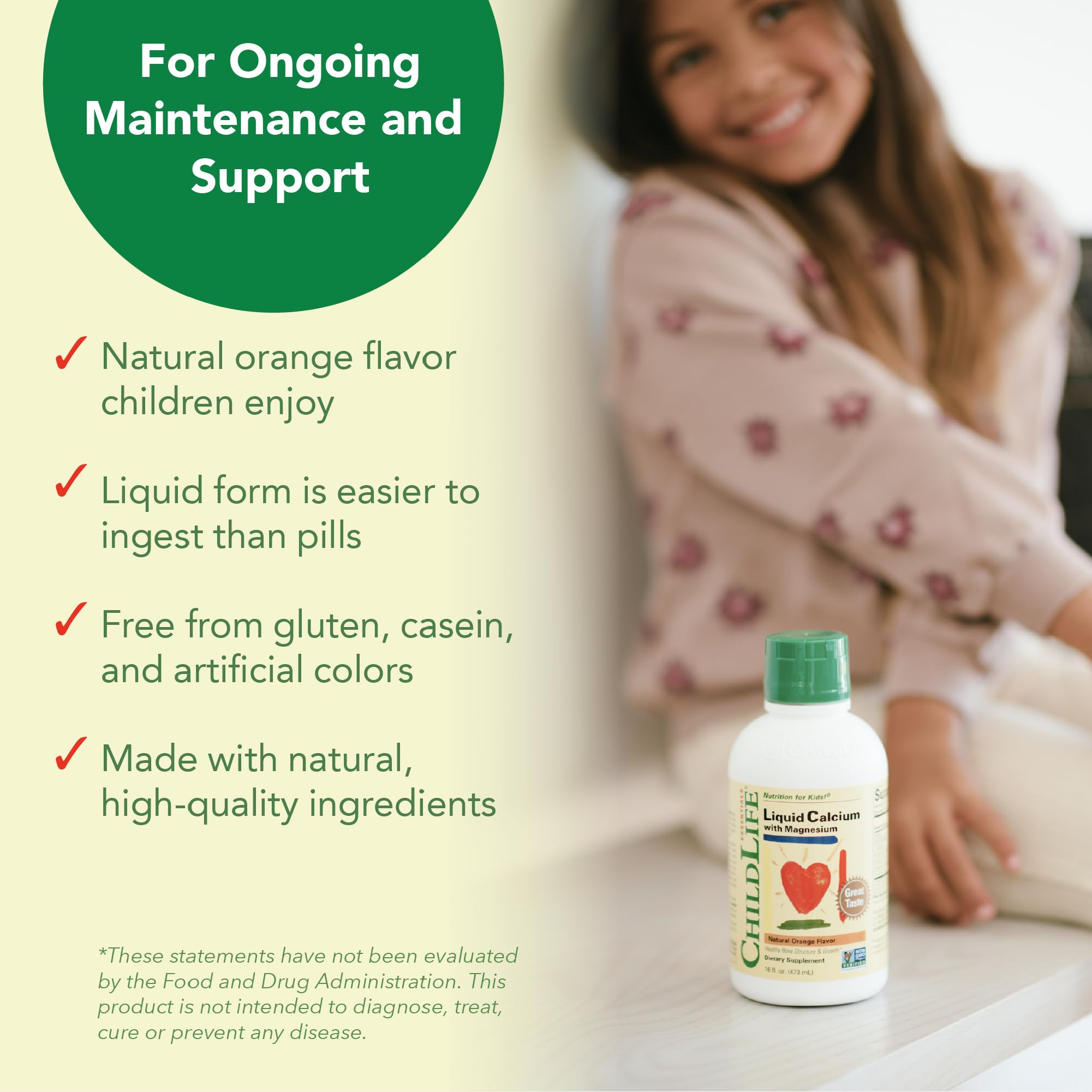 ChildLife Essentials Liquid Calcium for Kids with Magnesium, Zinc, and Vitamin D3 – Orange Flavor, 16 fl oz (3 Pack)