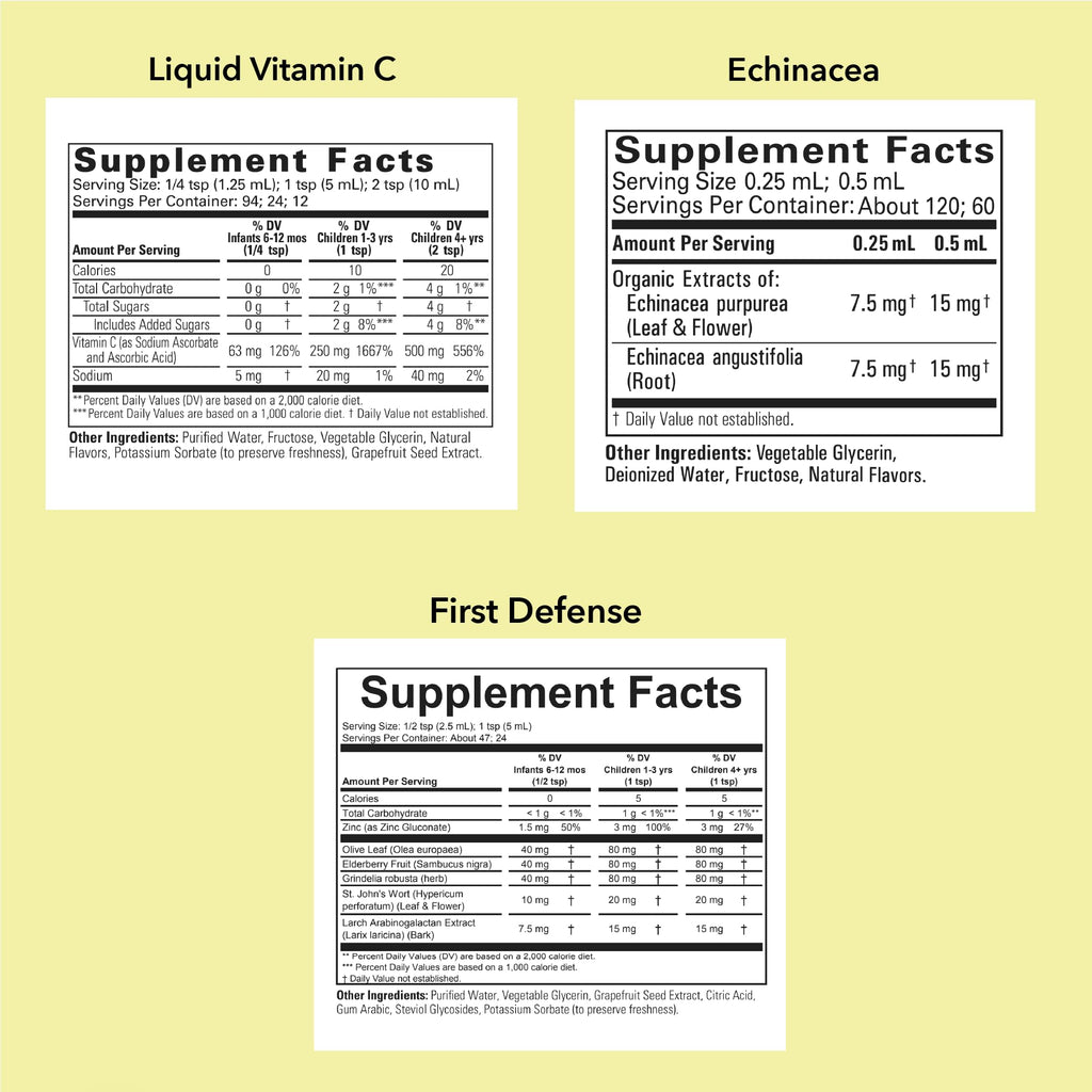 CHILDLIFE ESSENTIALS Immune Support 3-Pack - Vitamin C, First Defense & Echinacea for Kids