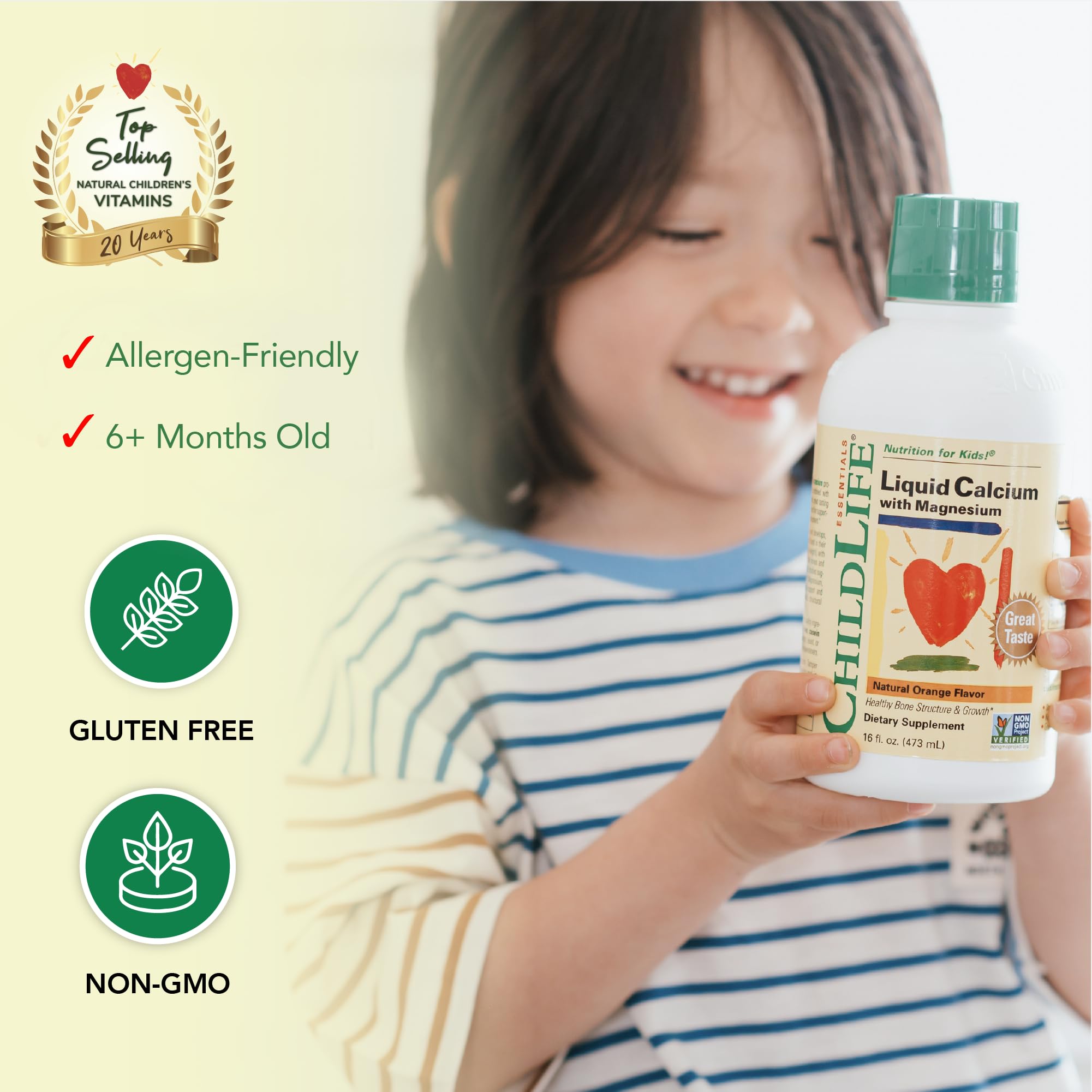 ChildLife Essentials Liquid Calcium for Kids with Magnesium, Zinc, and Vitamin D3 – Orange Flavor, 16 fl oz (3 Pack)