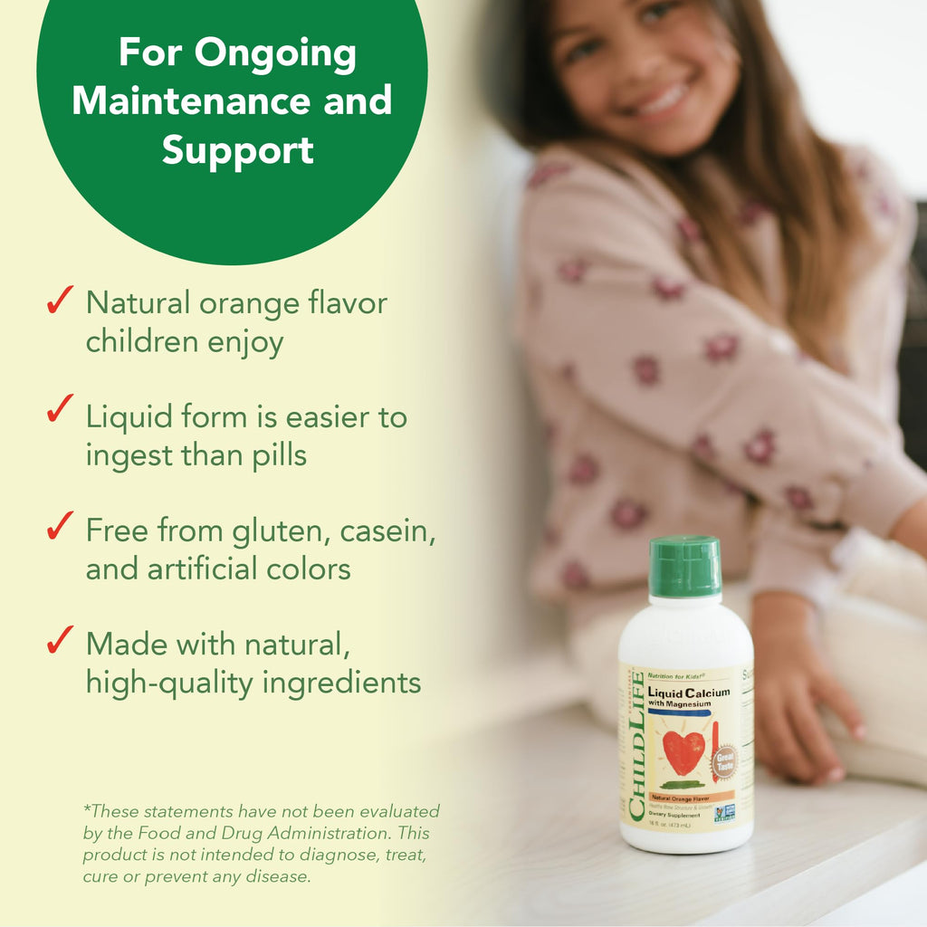 ChildLife Essentials Liquid Calcium for Kids with Magnesium, Zinc, and Vitamin D3 – Orange Flavor, 16 fl oz (3 Pack)