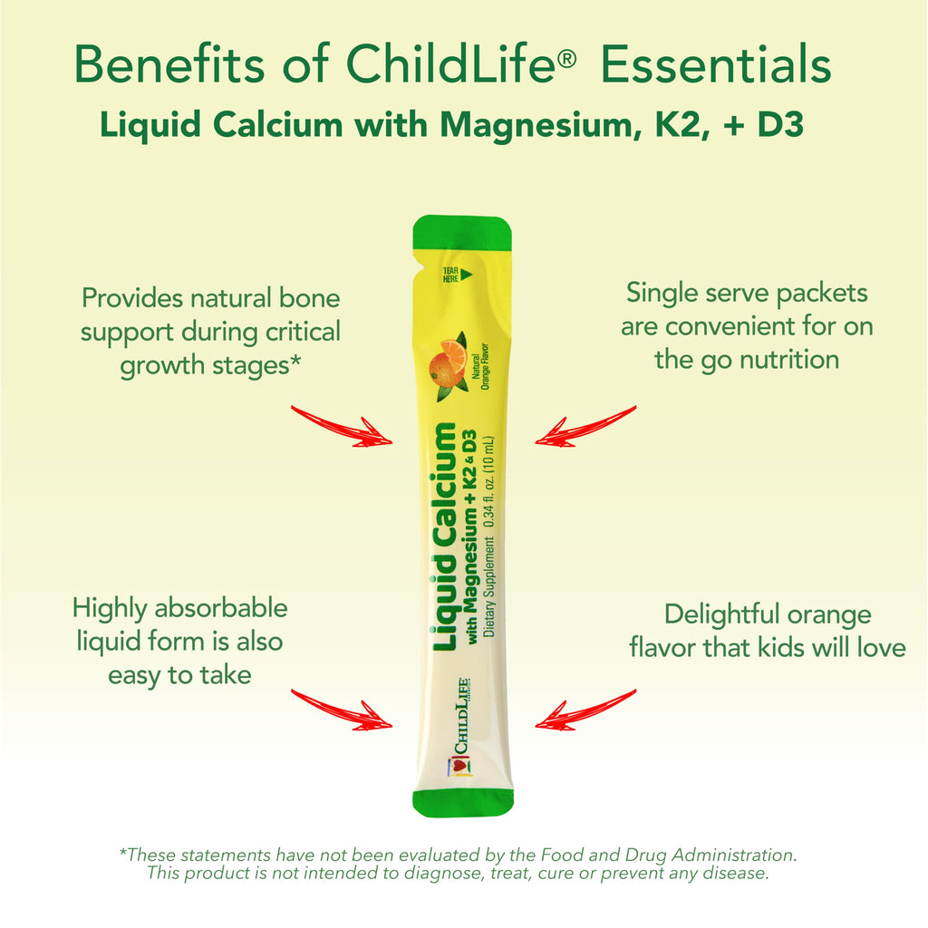 ChildLife Essentials Liquid Calcium for Kids – On-The-Go, Orange Flavor