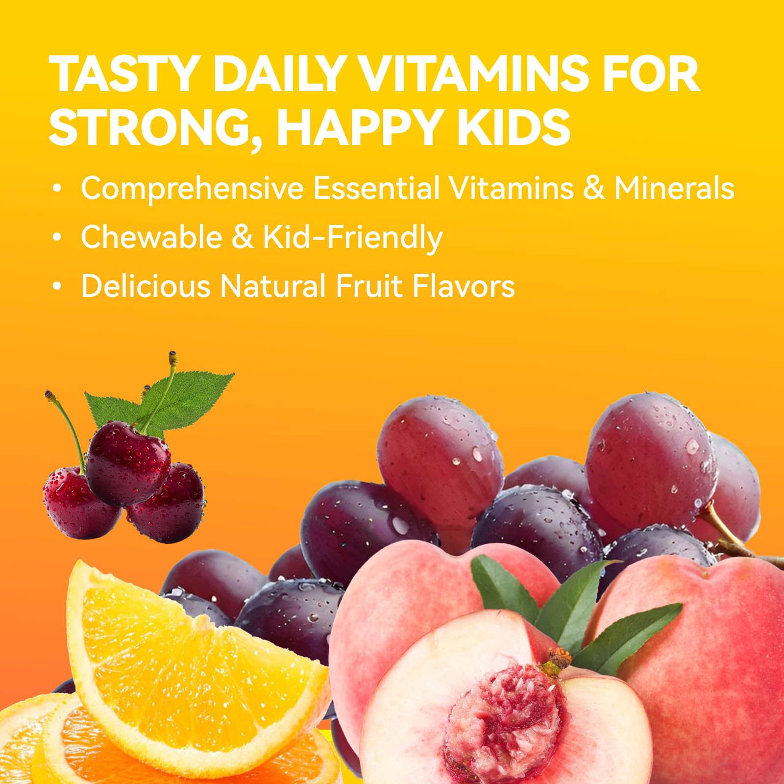 Children's Chewable Multivitamin – 18 Essential Vitamins & Minerals for Kids | 200 Chewables | Vegetarian, Gluten Free, Non-GMO