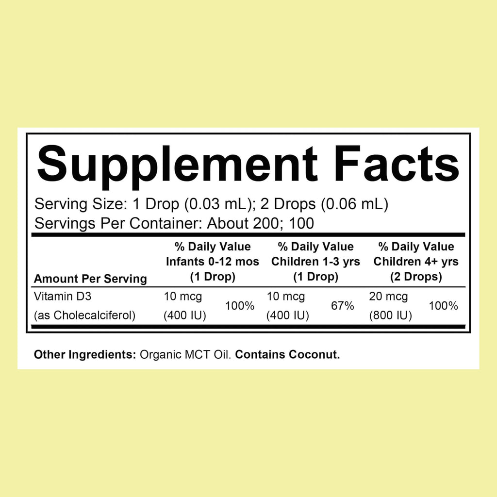 CHILDLIFE Essentials Organic Vitamin D3 Drops for Infants & Newborns – 400 IU/Drop, USDA Organic
