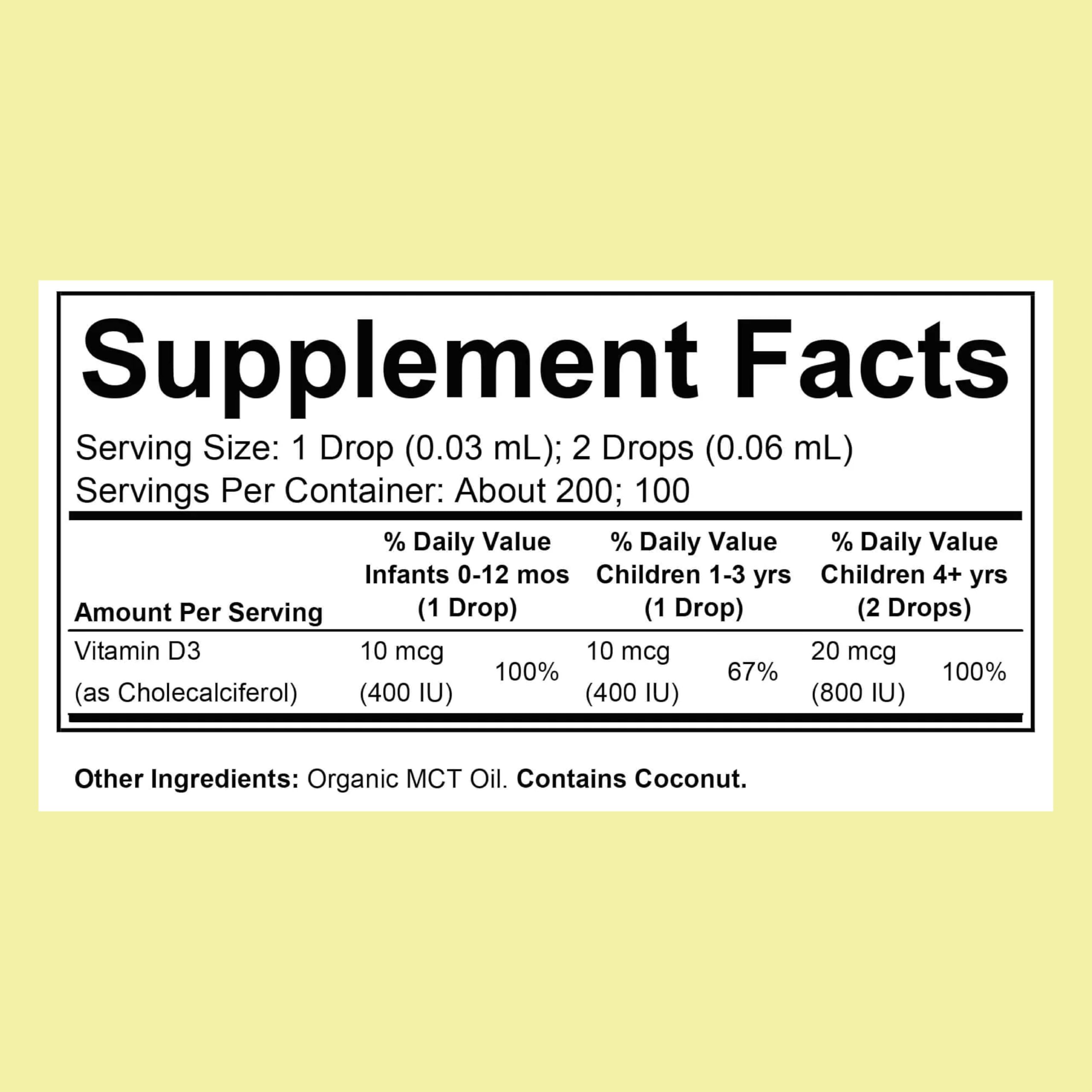 CHILDLIFE Essentials Organic Vitamin D3 Drops for Infants & Newborns – 400 IU/Drop, USDA Organic