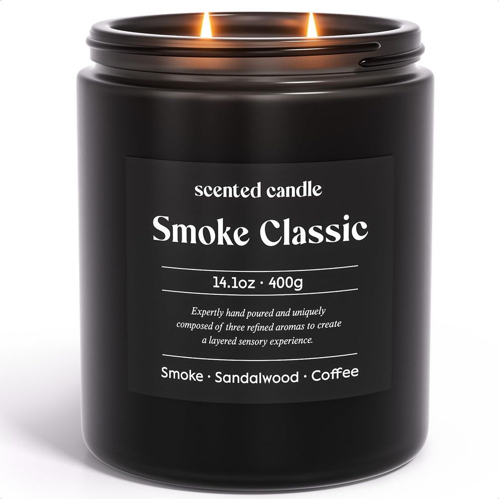 CHILLFLAME Candles for Men - 14.1 oz Dual-Wick Scented Candle with Smoke, Sandalwood & Coffee