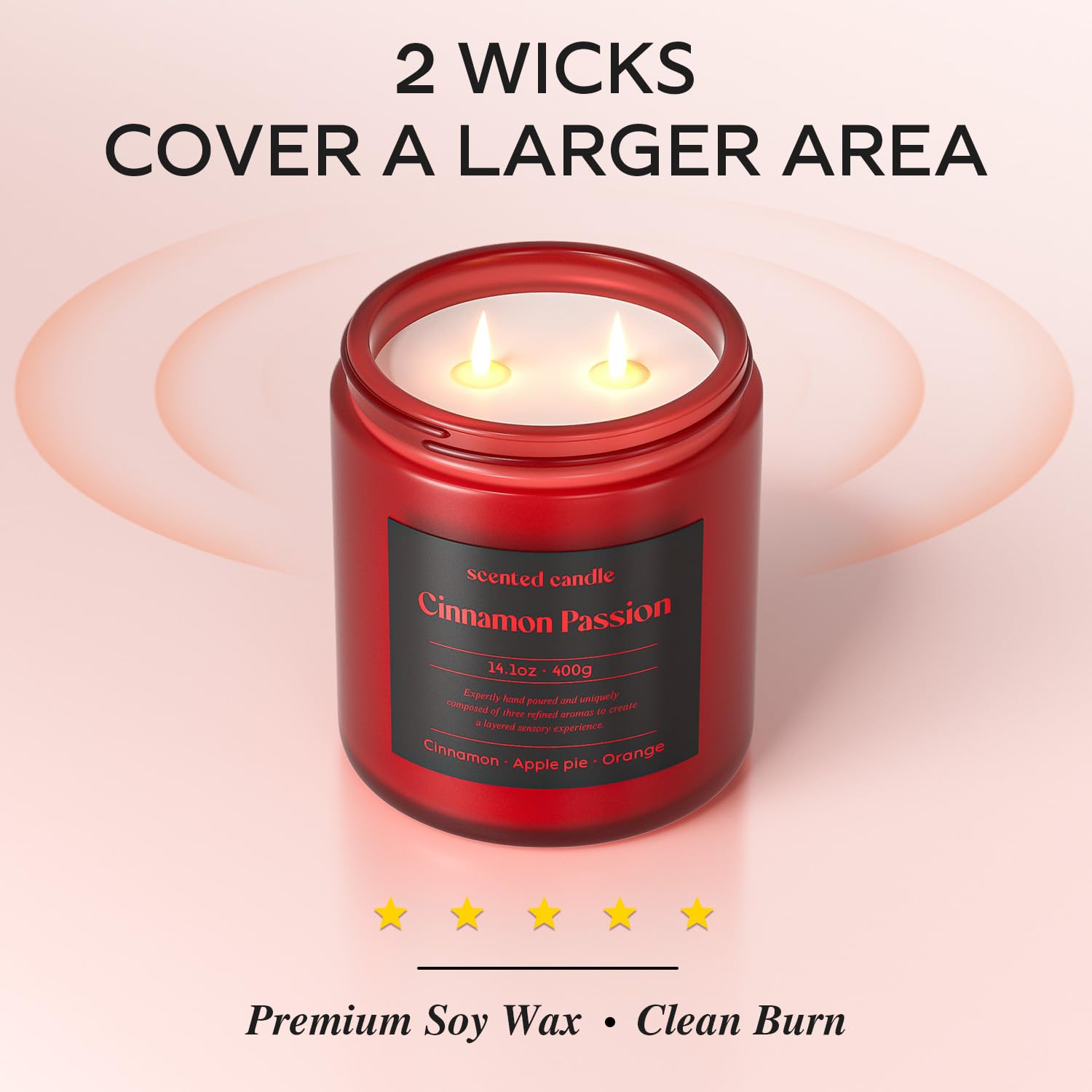 CHILLFLAME Cinnamon Candle 14.1 oz – Dual Wick Fall Scented Candle | Gift for Women & Men