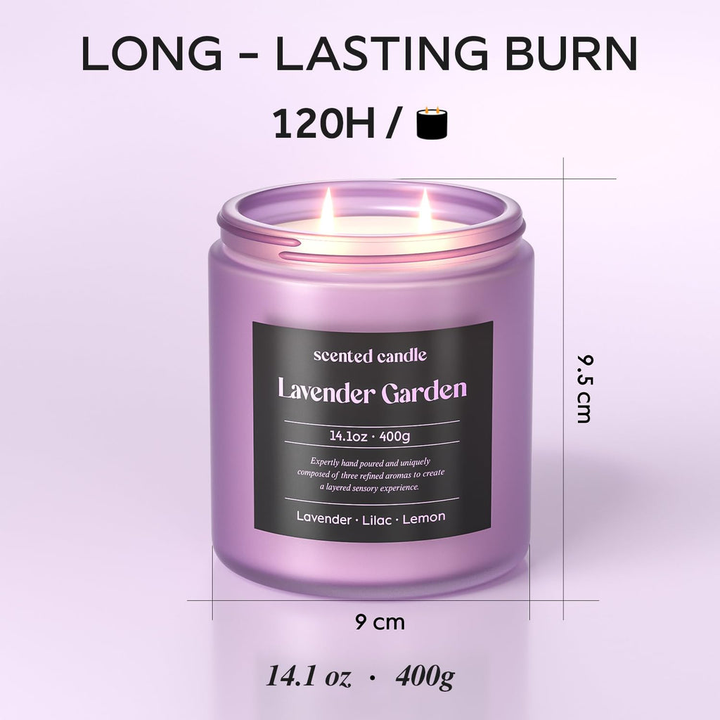 CHILLFLAME Lavender Candle – 14.1 oz Two-Wick Aromatherapy (Lavender, Lilac & Lemon)