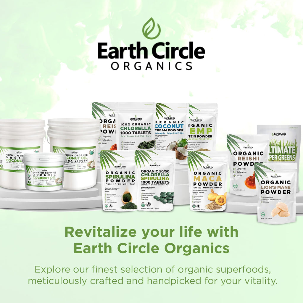 Earth Circle Organics Organic Chlorella Tablets 400 Count – High Potency, Broken Cell Wall, Vegan & Kosher | Pack of 3