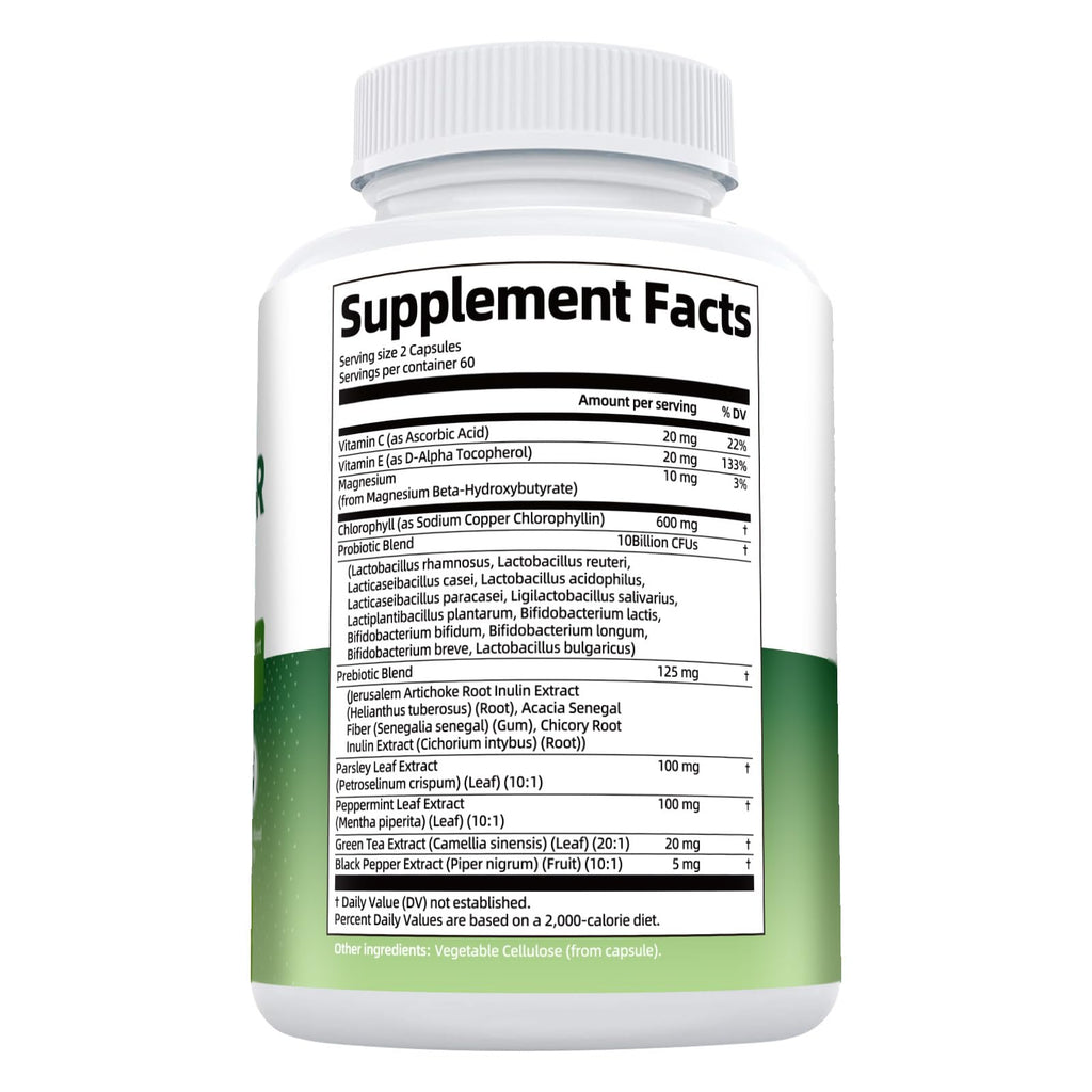 Chlorophyll Body Deodorizing Capsule - 10B CFU Probiotics, 120 Caps