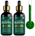 [2 Pack] Chlorophyll Liquid Drops 6000MG – Detox, Energy, Skin – US-Made, Non-GMO 4oz
