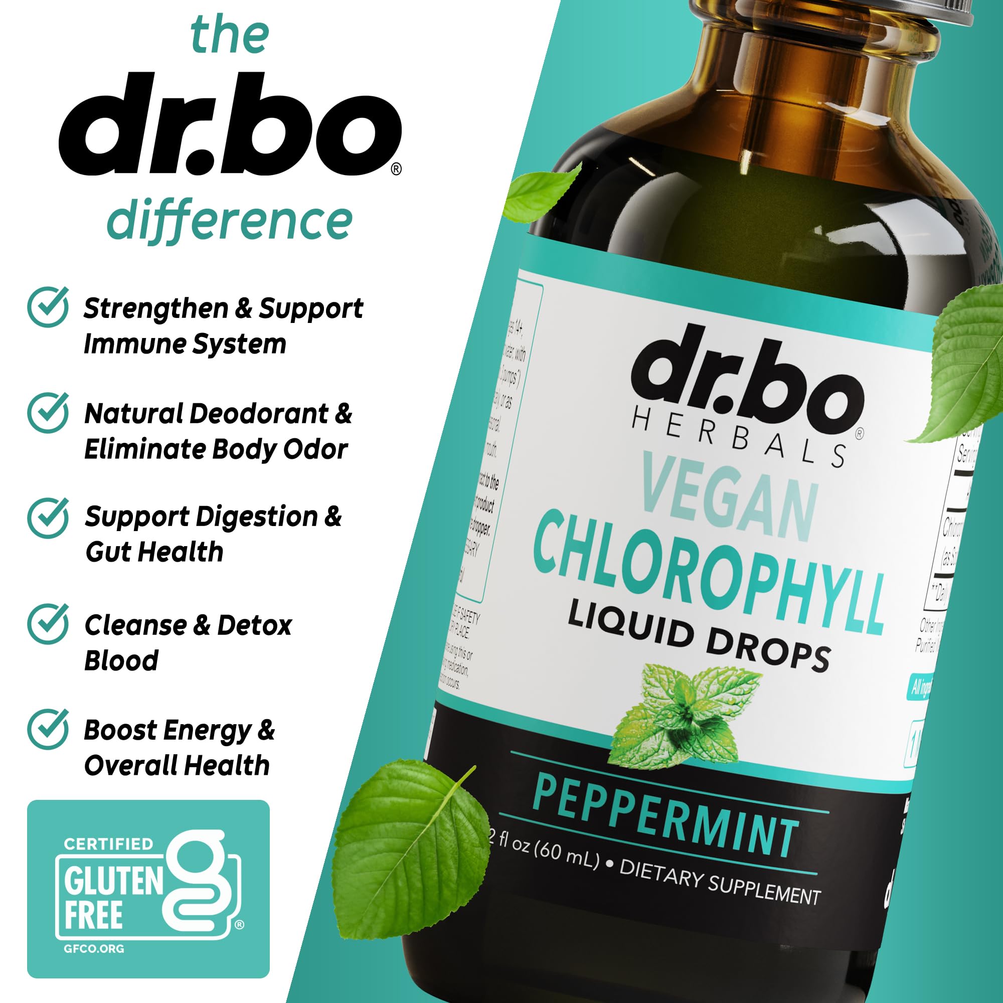 Chlorophyll Liquid Drops – Body Detox, Odor Cleanse & Immune Support | Vegan 2 oz