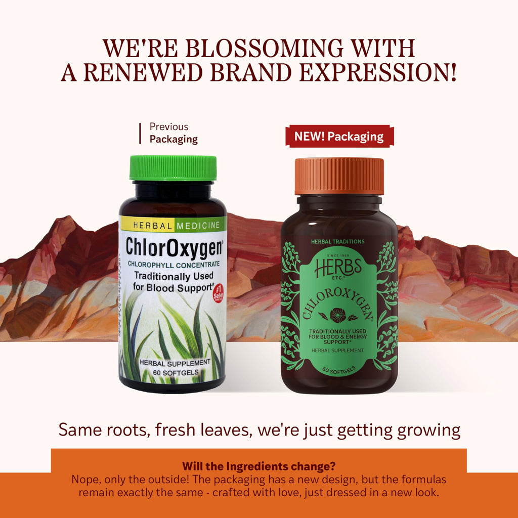 Herbs Etc. ChlorOxygen Chlorophyll Concentrate – Blood Circulation & Energy Support (60 Softgels)