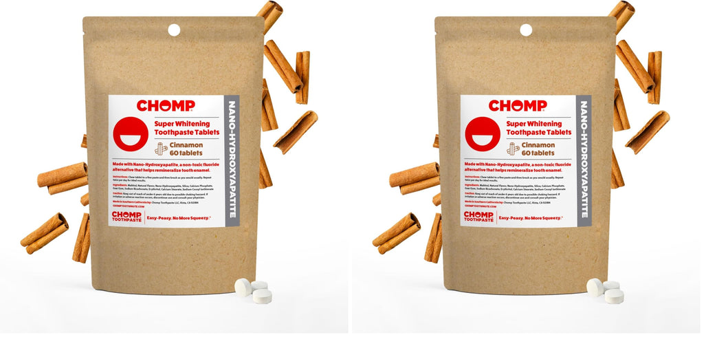 Chomp Cinnamon Toothpaste Tablets with Nano Hydroxyapatite – Refill Pack 2