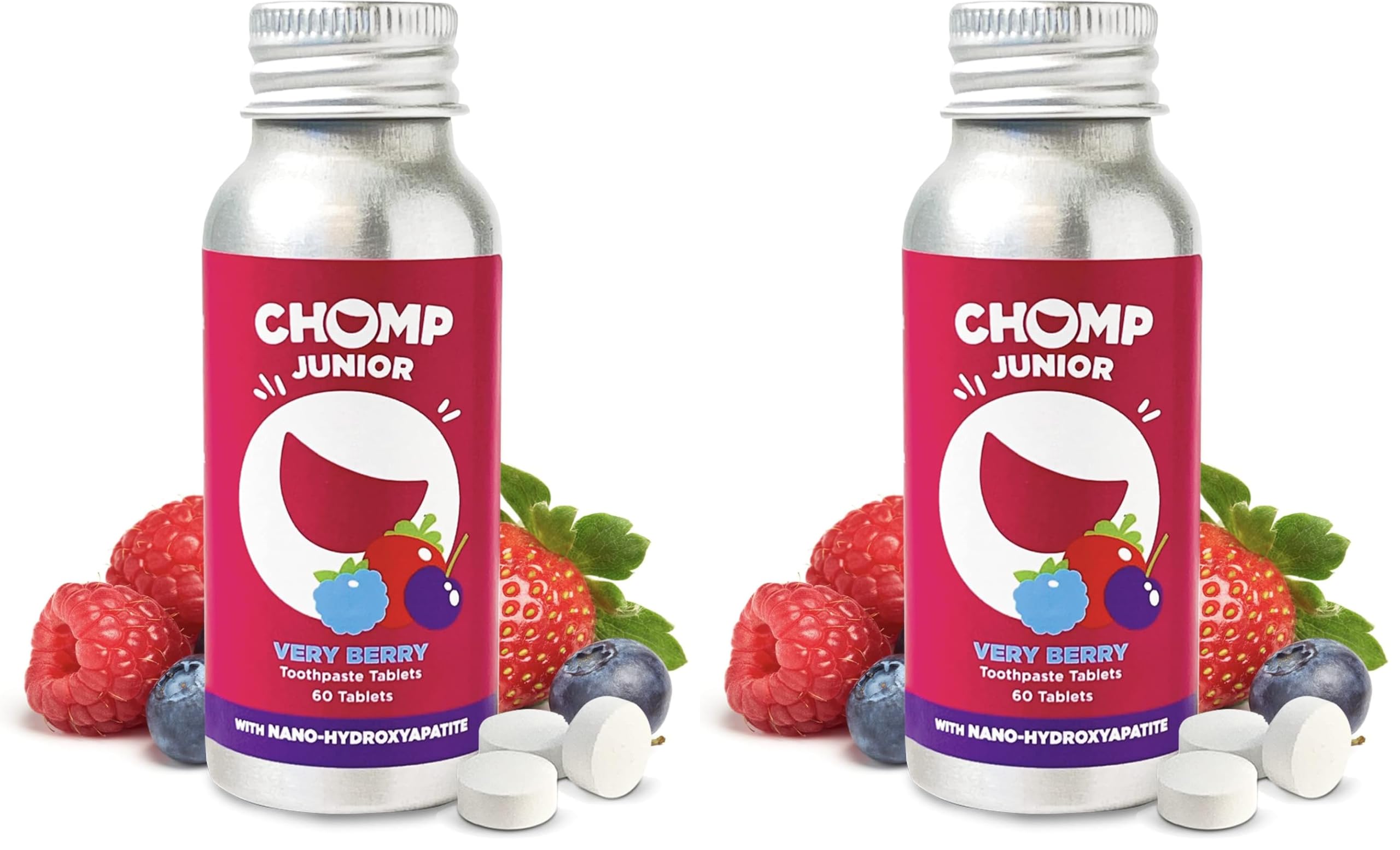 Chomp Junior Very Berry Toothpaste Tablets – Nano Hydroxyapatite (Pack of 2)