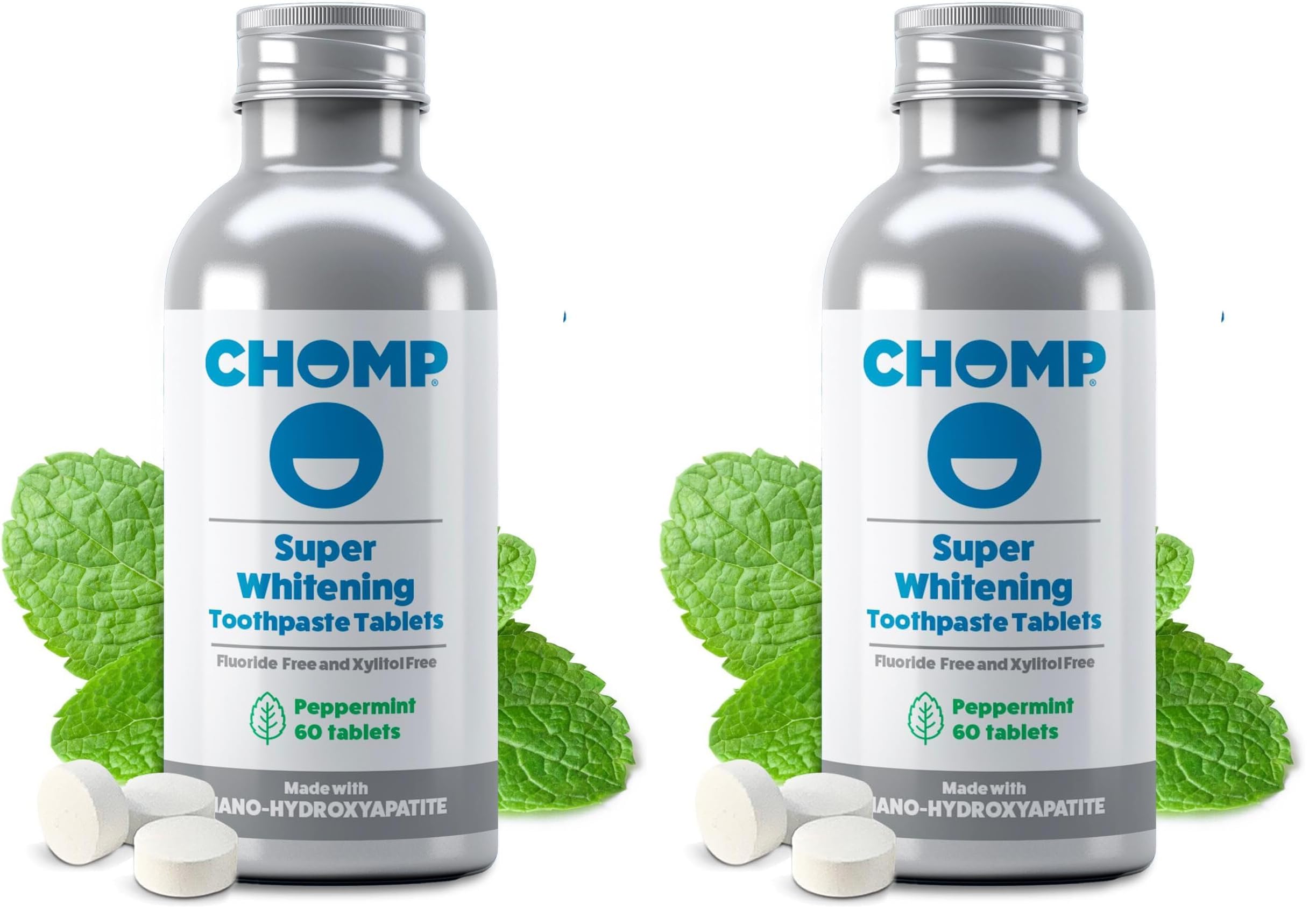 Chomp Super Whitening Toothpaste Tablets with Nano Hydroxyapatite (Pack of 2)