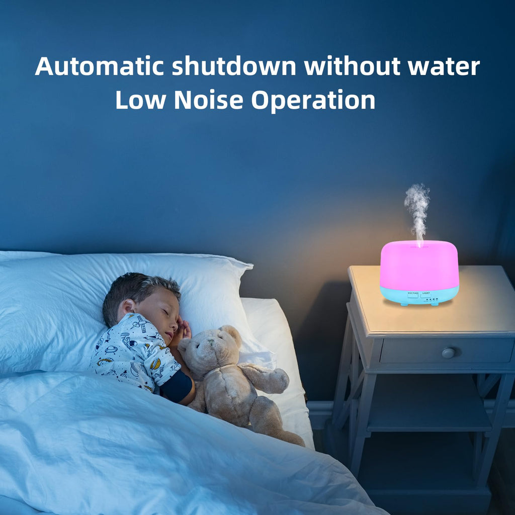 CHOUWEEK 300ML Ultrasonic Air Diffuser for Essential Oils – Remote Control, 7-Color LED, Auto-Off & Timers for Home, Bedroom, Office, Kids