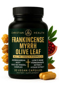 Christian Health Frankincense & Myrrh Olive Leaf Capsules – Vegan, GMP-Certified