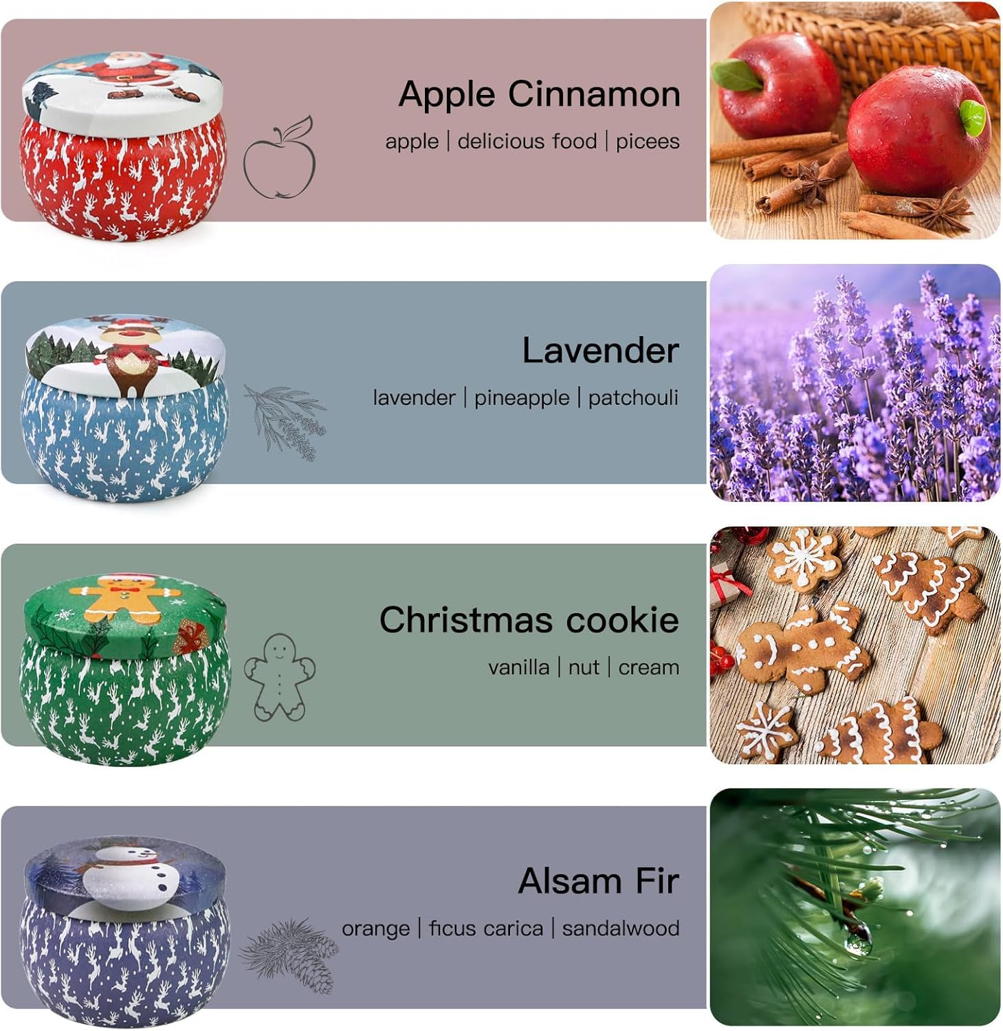 Christmas Candle Gift Set for Women - 4 Pack Soy Wax Aromatherapy Candles