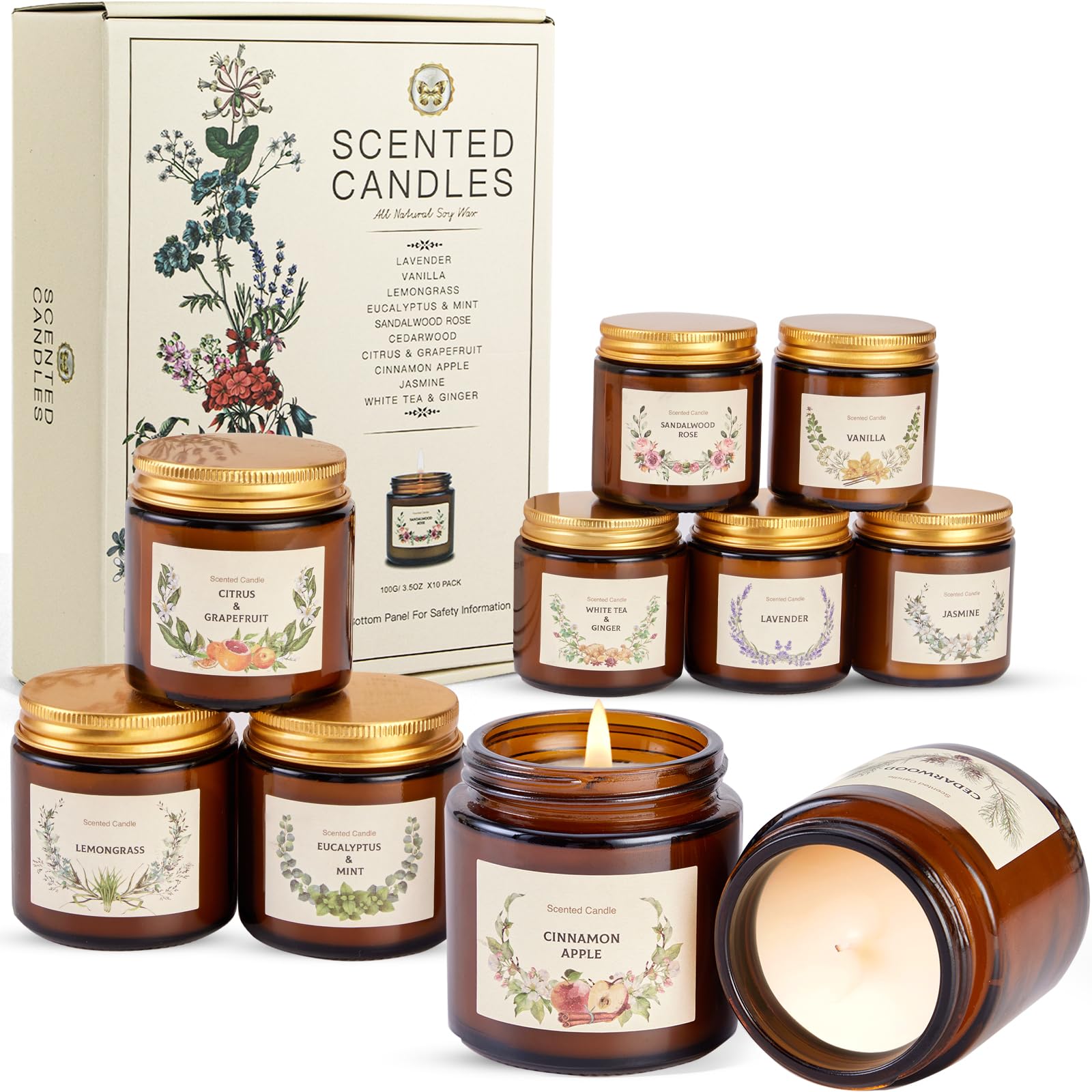Christmas Candle Gift Set for Women – 10 Premium Soy Candles