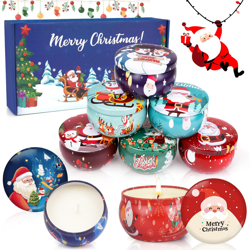 Christmas Candle Set 8 Pack - Scented Soy Wax Gift Set for Christmas, Stocking Stuffers