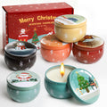 6 Pack Christmas Scented Candles - Natural Soy Wax, Long-Lasting Aromatherapy Gift Set