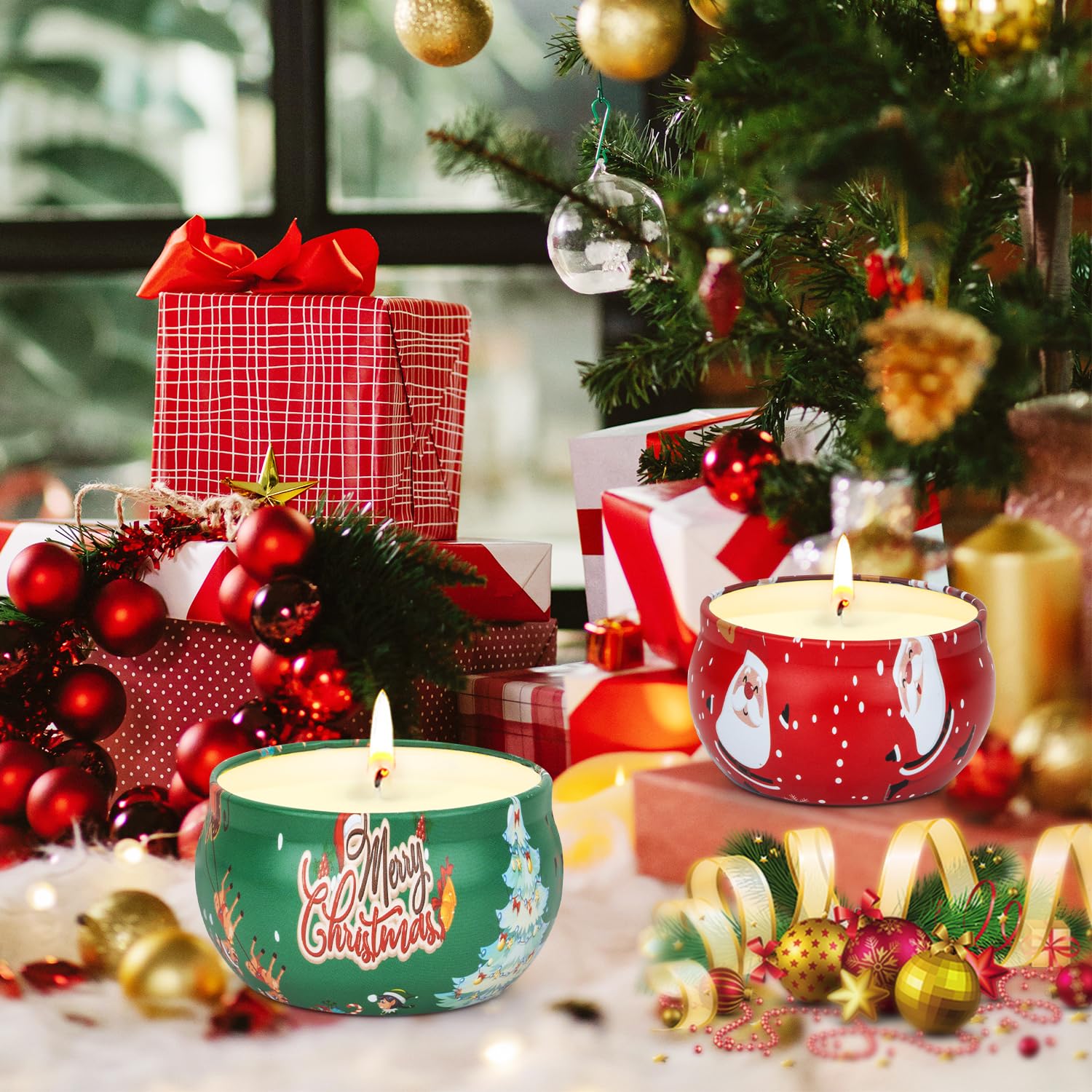 Christmas Candles Gift Set for Women - 2 Pack Aromatherapy Soy Candles