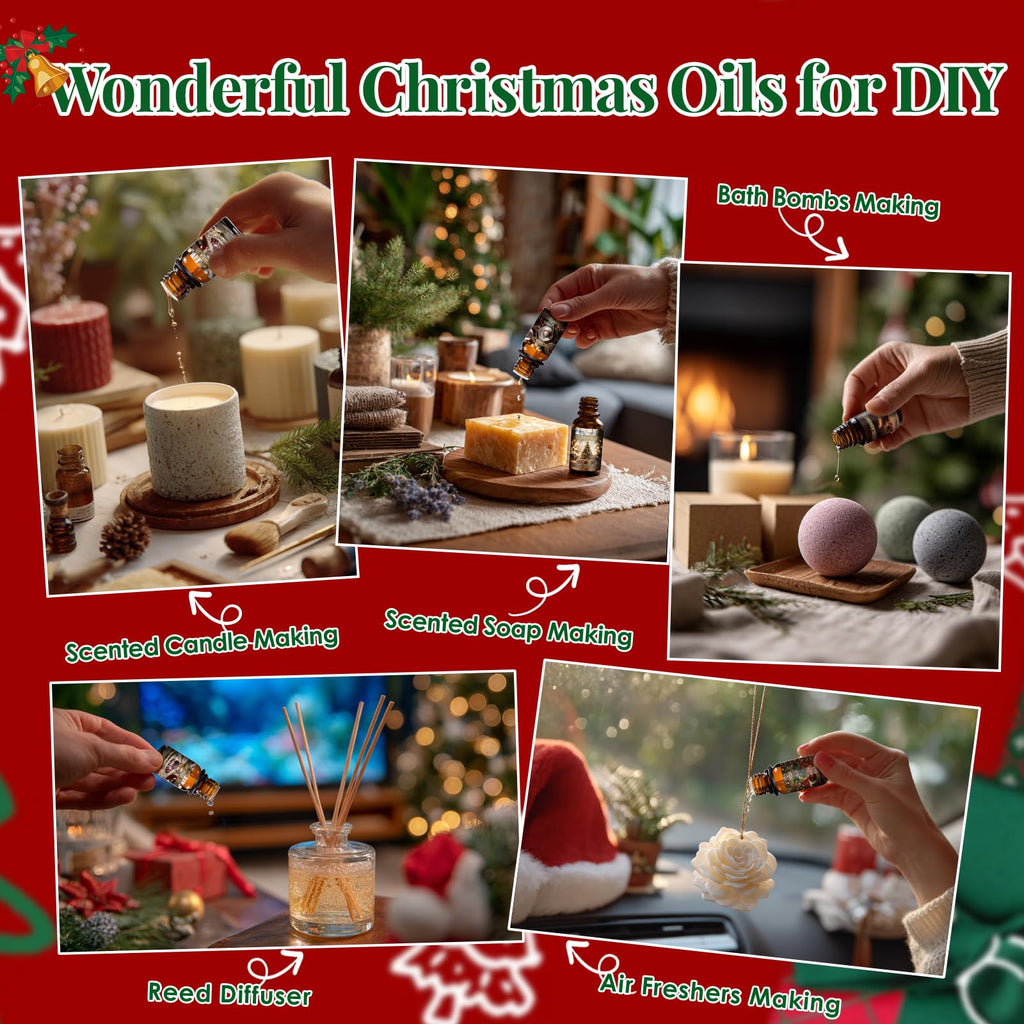 Christmas Essential Oils Gift Set 8 Pcs Winter Aromatherapy Oils for Diffusers